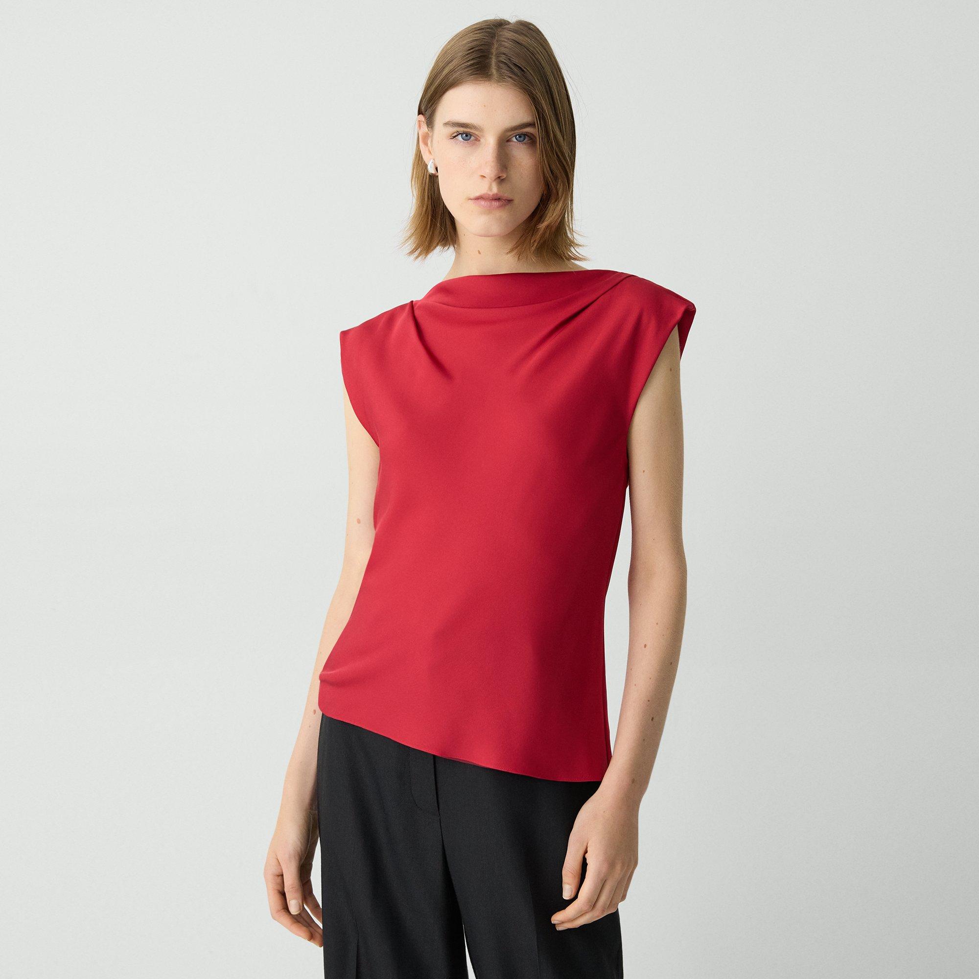 Cowl Neck Top in Silk Georgette