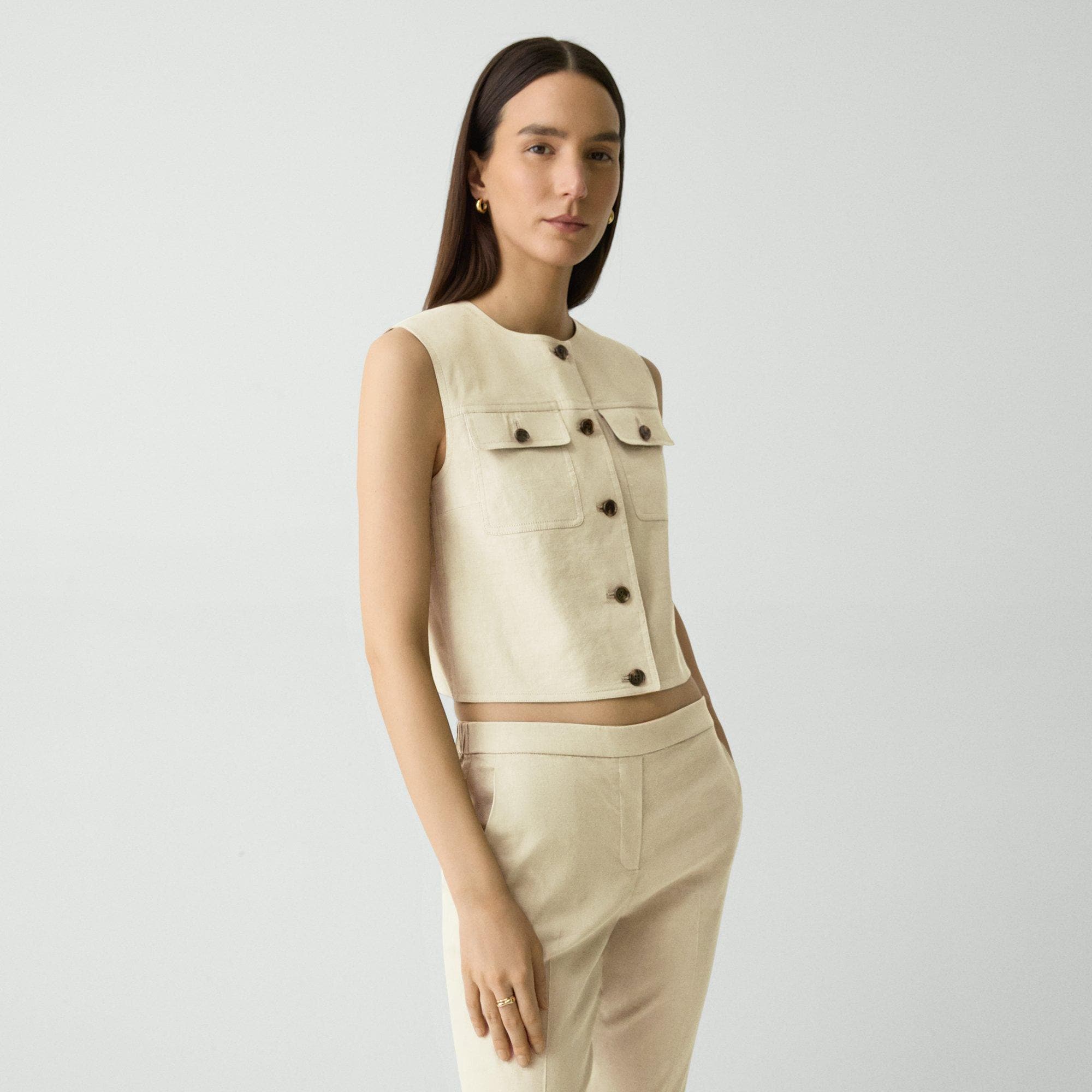 Trucker Vest in Good Linen