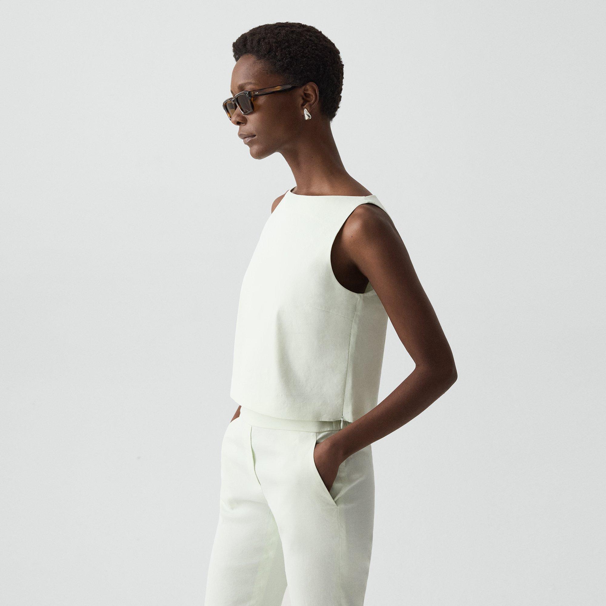 Sleeveless Boatneck Top in Good Linen