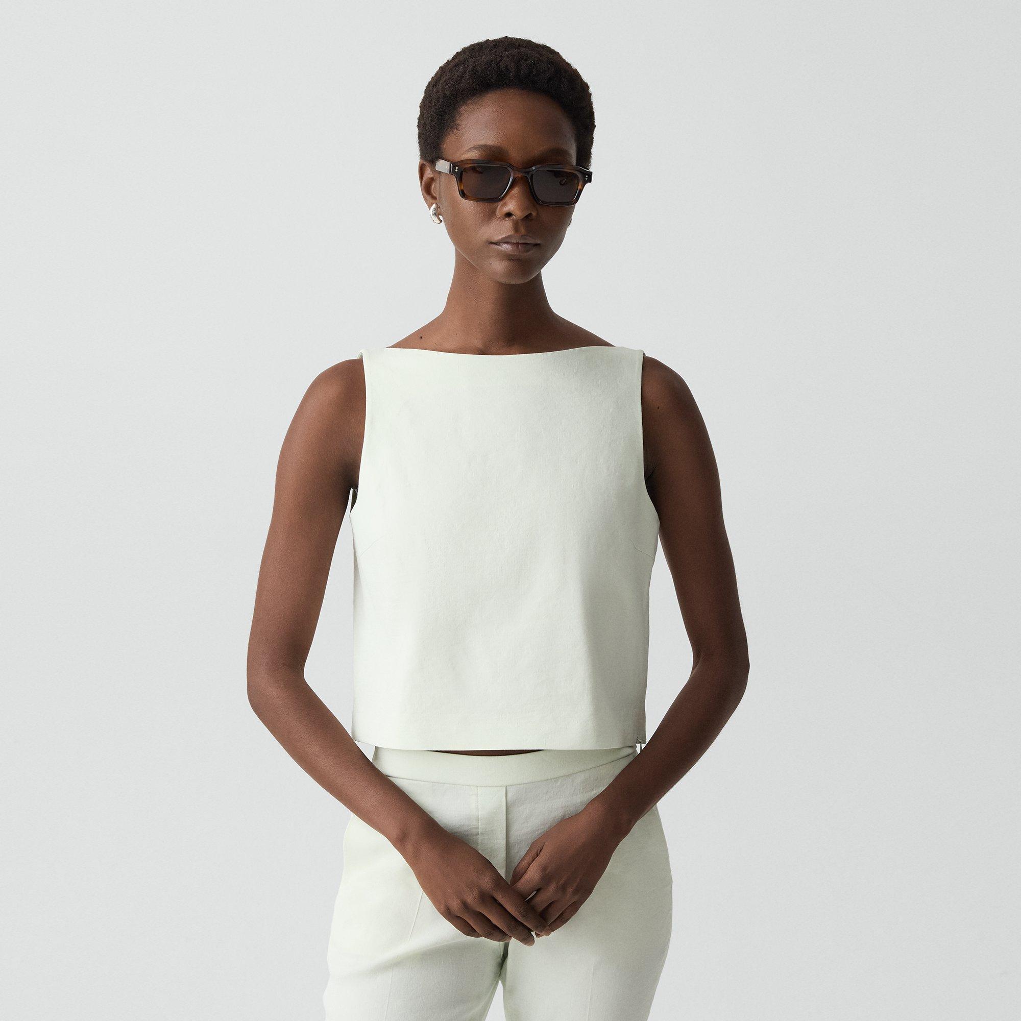 Sleeveless Boatneck Top in Good Linen