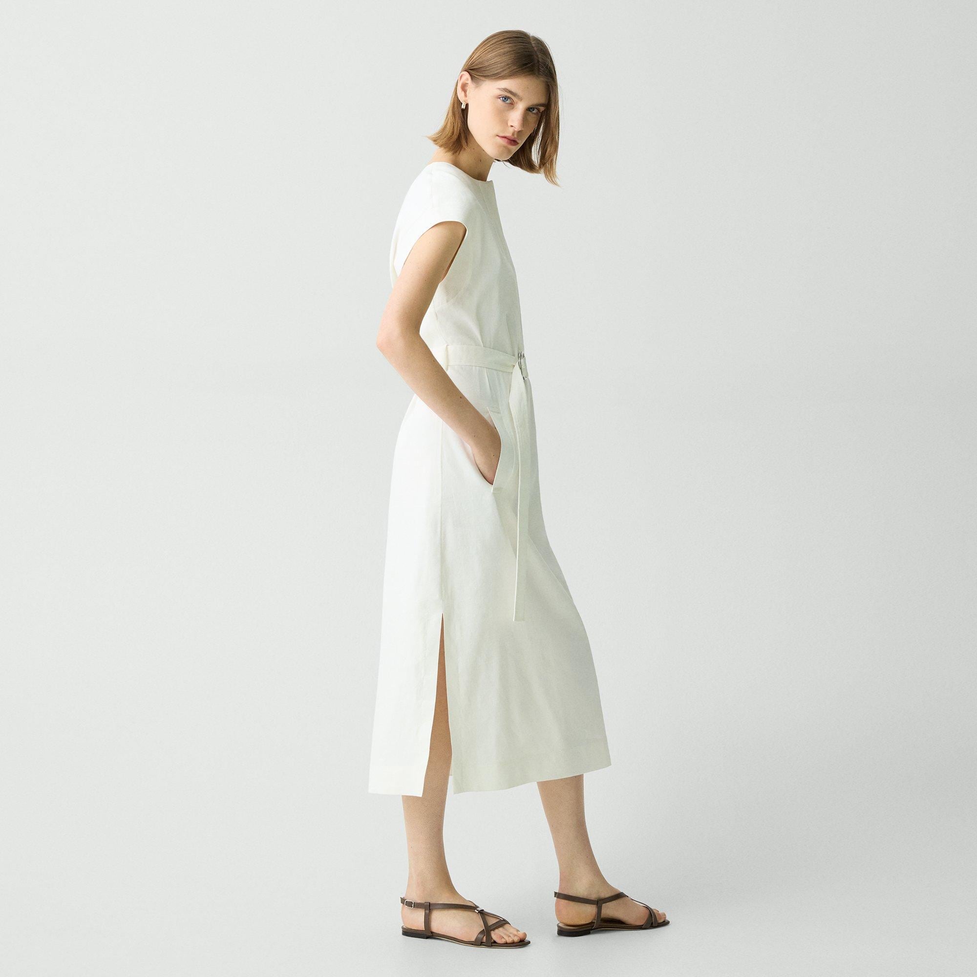 Belted Midi Dress in Good Linen