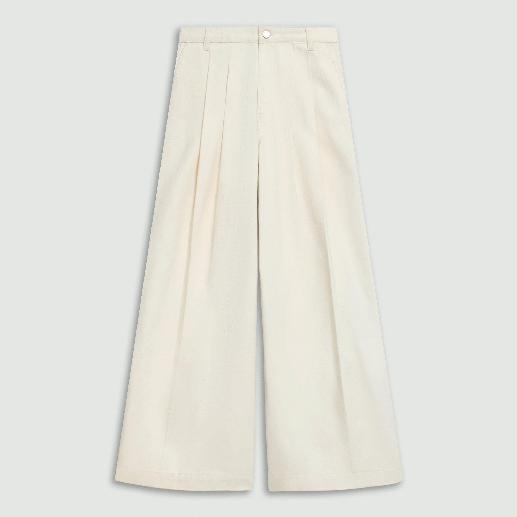 パンツ THEORY Woman Pants Ecru P0304202 E0V Denim Double Pleat Pant | Theory