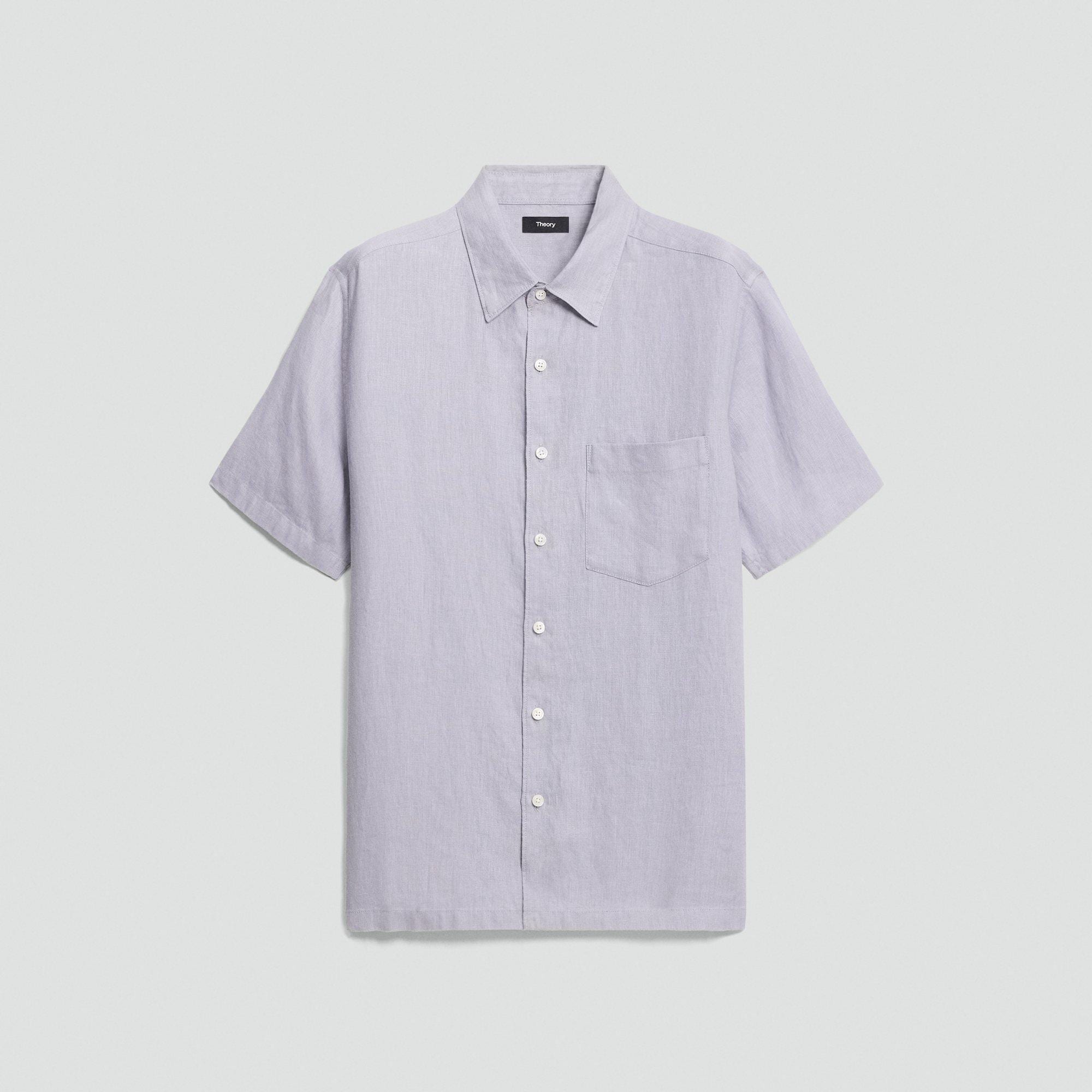 Irving Short-Sleeve Shirt in Relaxed Linen from Theory - $185