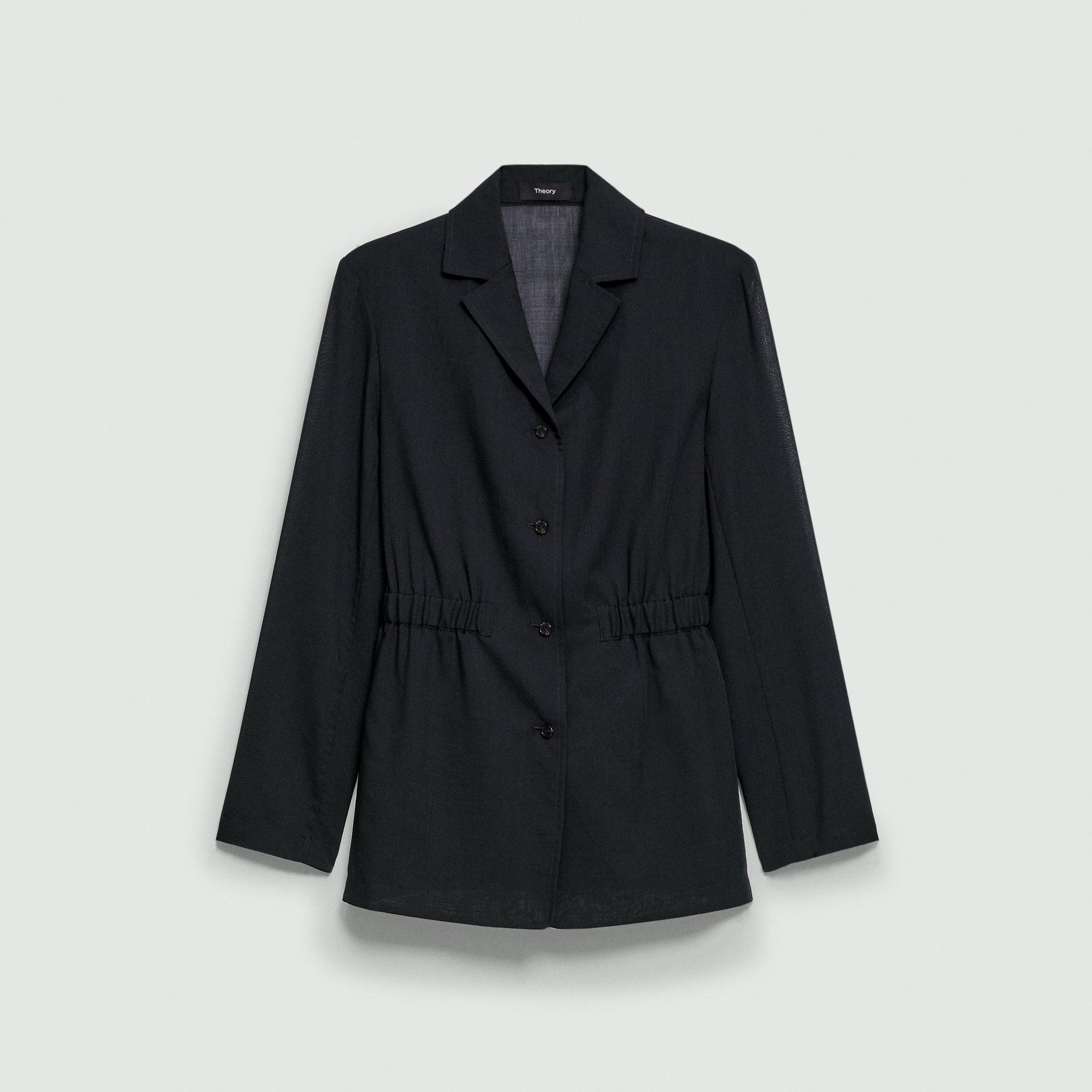 新品 Theory FEATHER POLY 2 BLAZER PUFFER Airy Shirting Cinch Waist Jacket | Theory