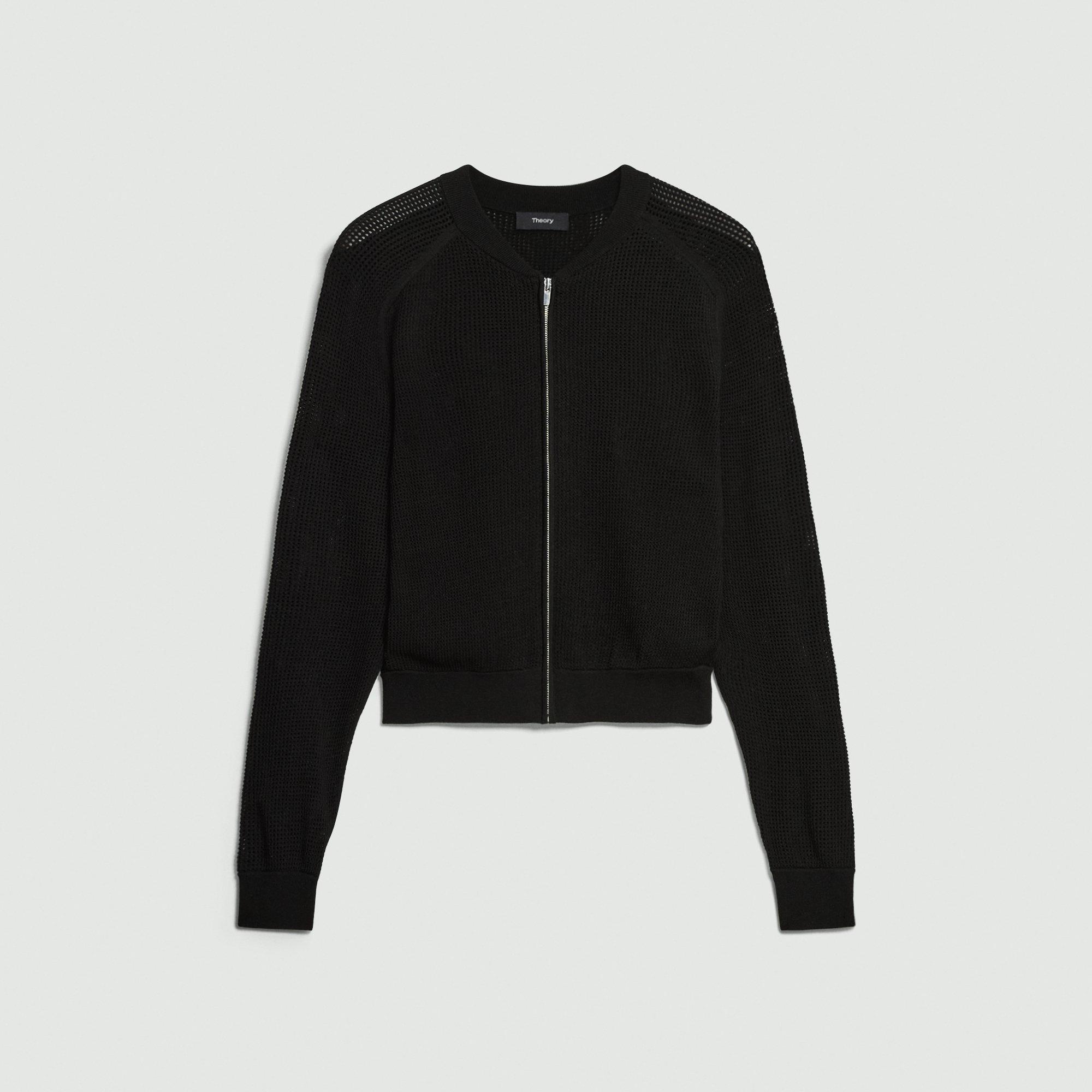 Crepe Knit Pointelle Bomber Jacket | Theory