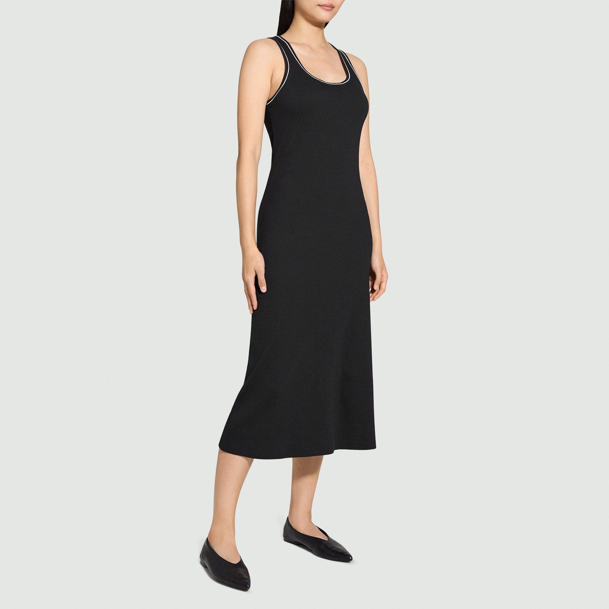 Ribbed Midi Dress in Compact Stretch Knit