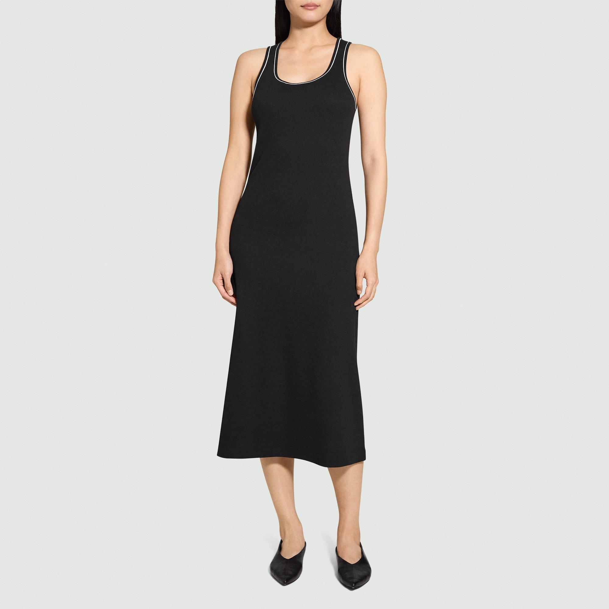 Ribbed Midi Dress in Compact Stretch Knit
