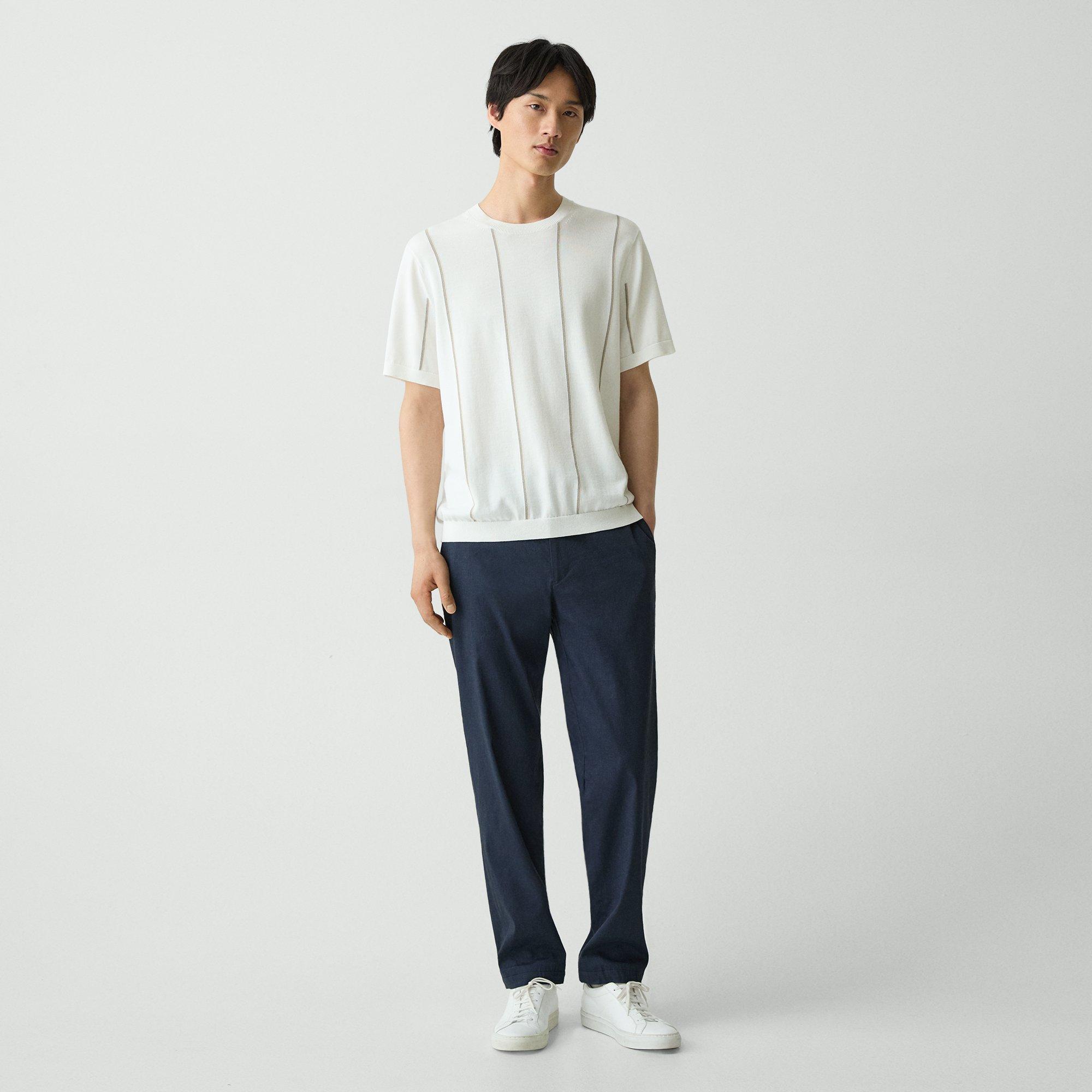 Striped Crewneck Tee in Cotton