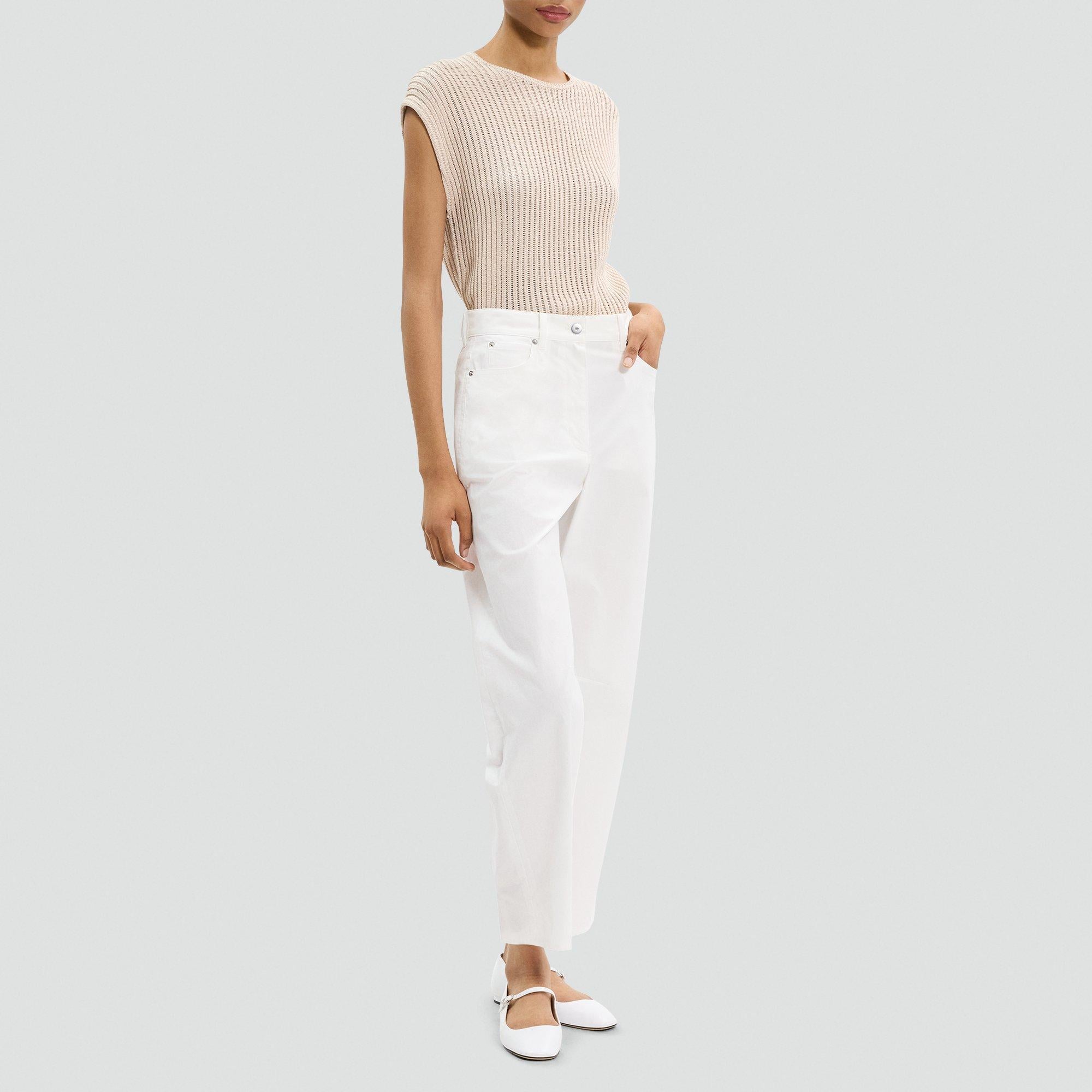 Cropped Barrel Pant in Cotton Twill