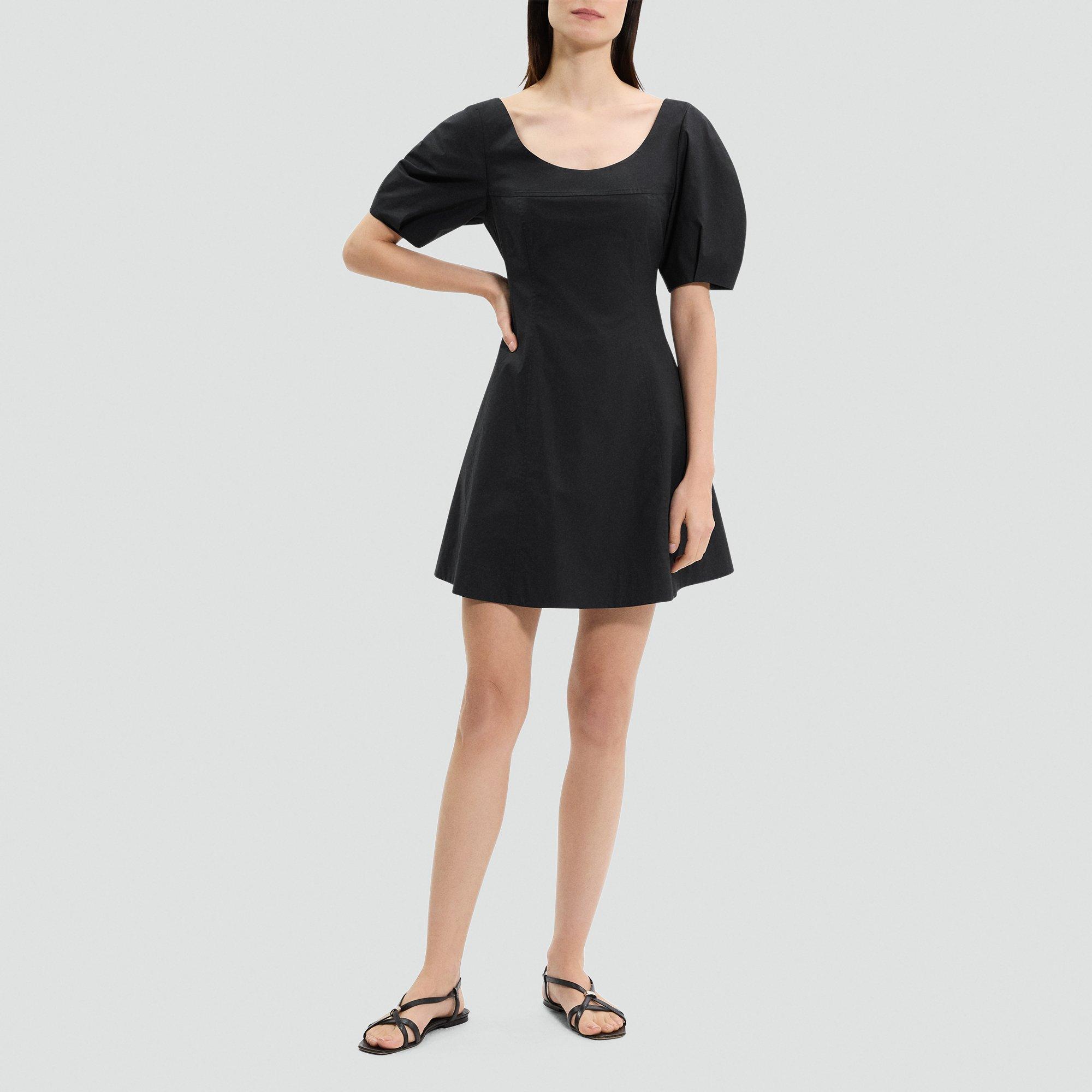 Puff Sleeve Mini Dress in City Poplin