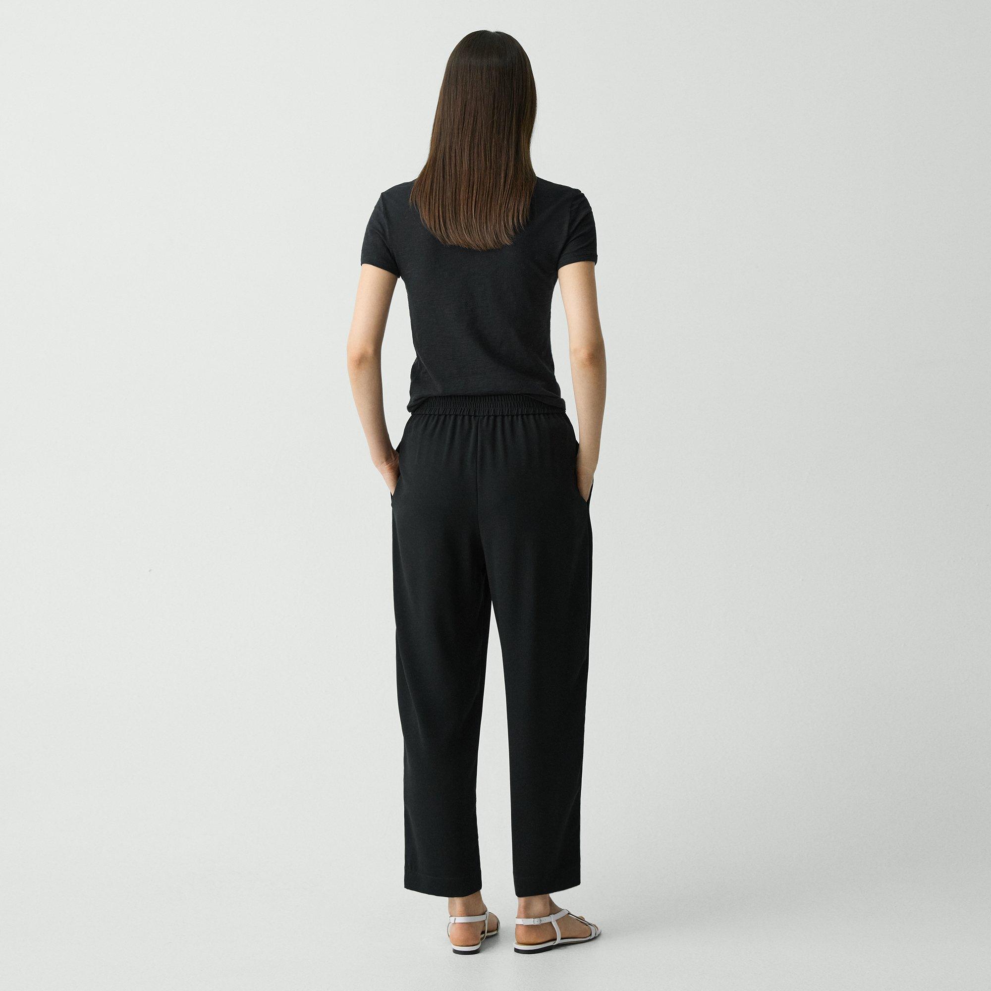 Relaxed Pull-On Pant in Satin Crepe