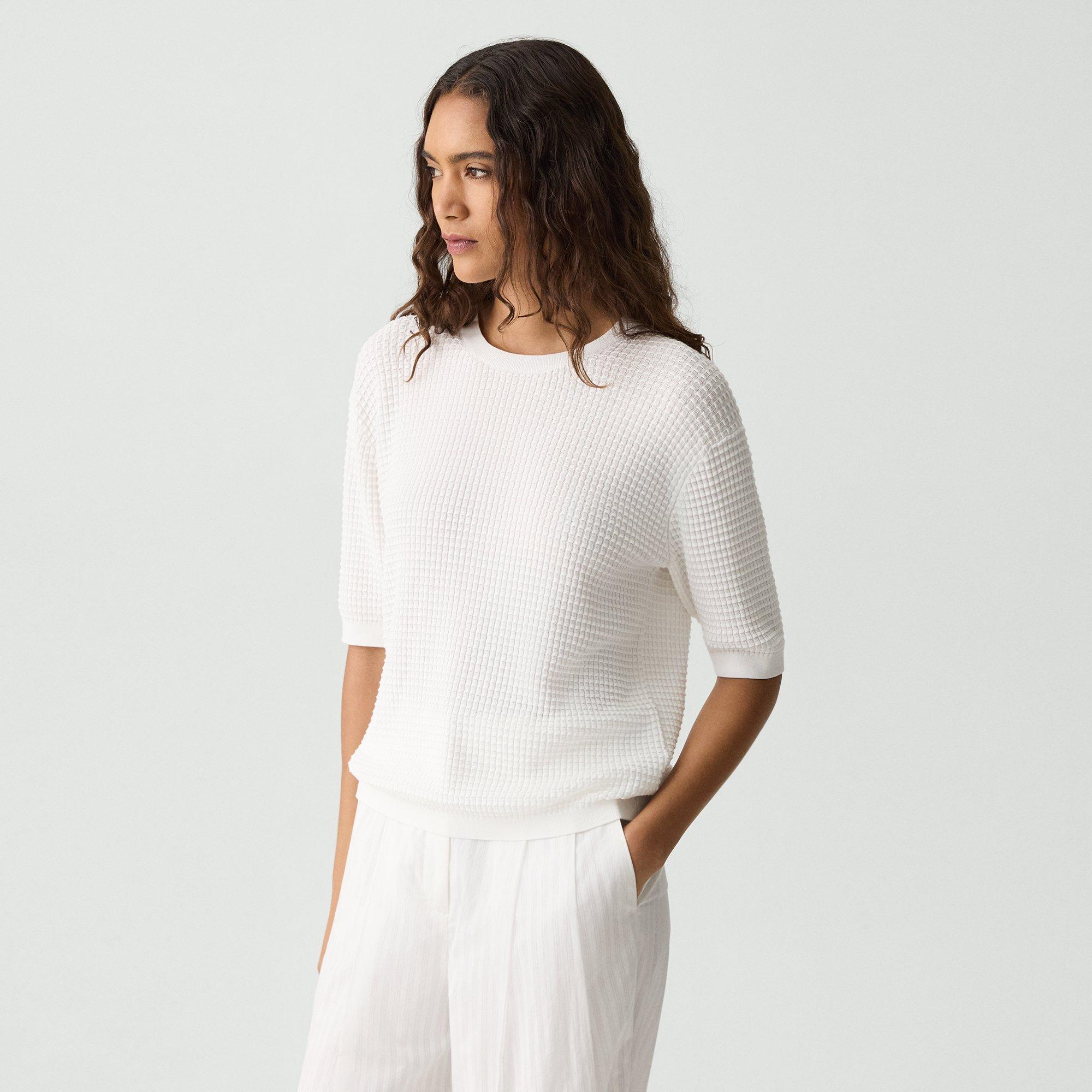 Waffle-Knit Tee in Textured Cotton-Blend