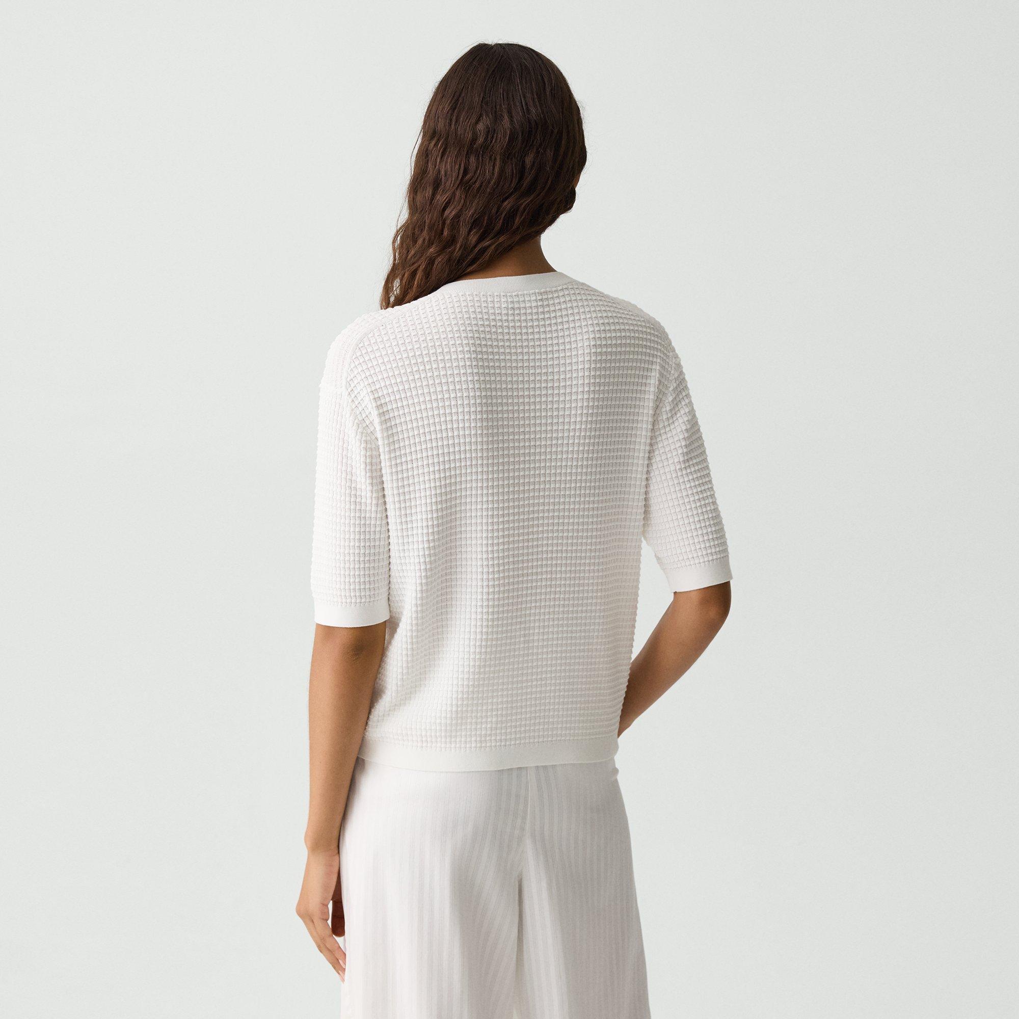 Waffle-Knit Tee in Textured Cotton-Blend