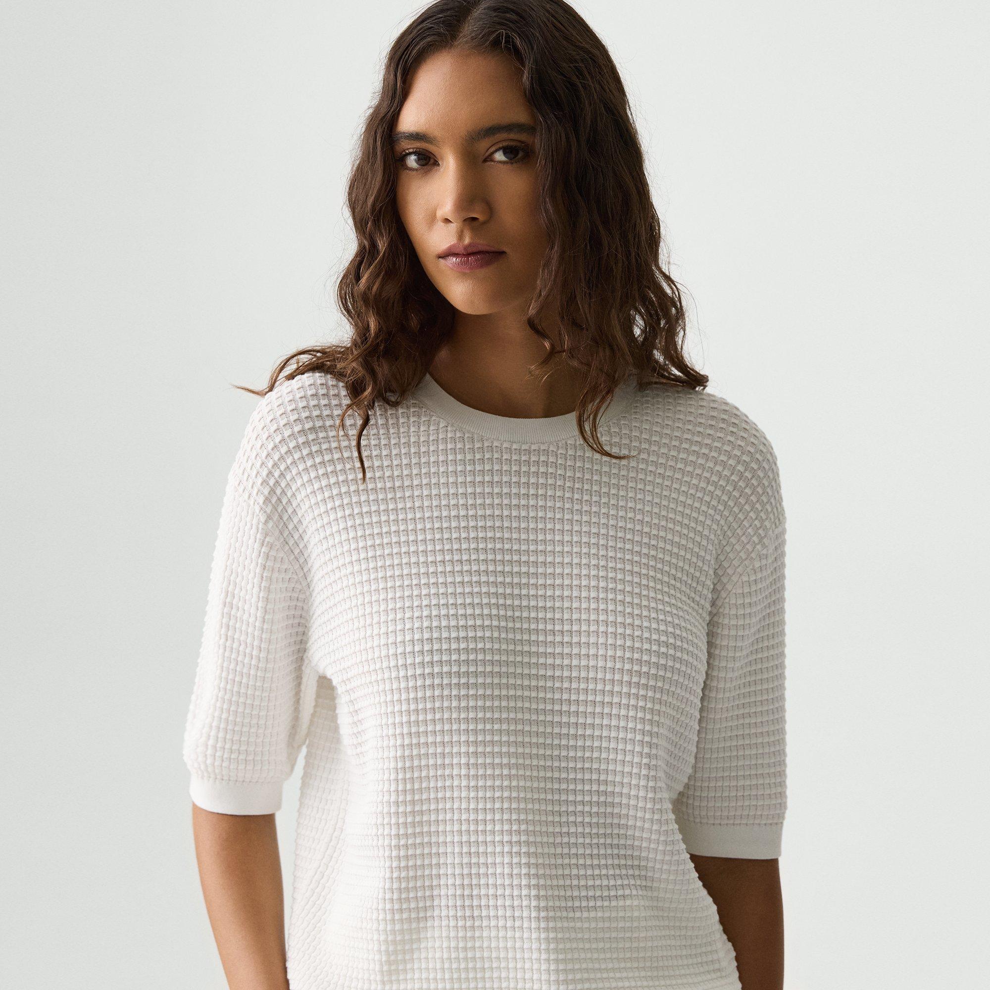 Waffle-Knit Tee in Textured Cotton-Blend
