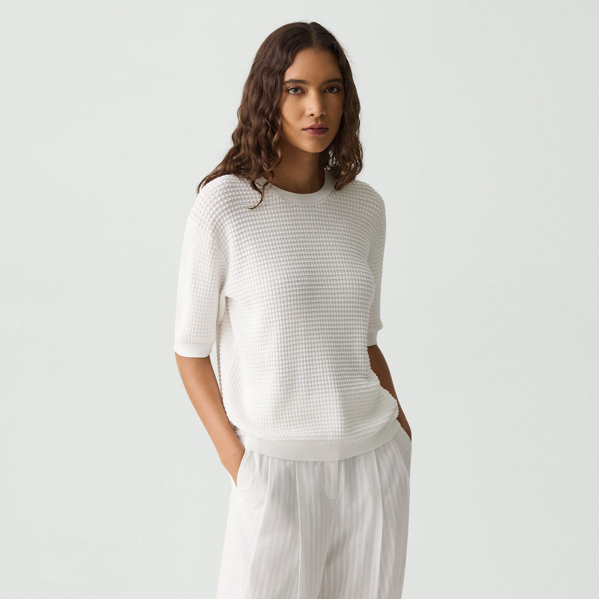 Waffle-Knit Tee in Textured Cotton-Blend