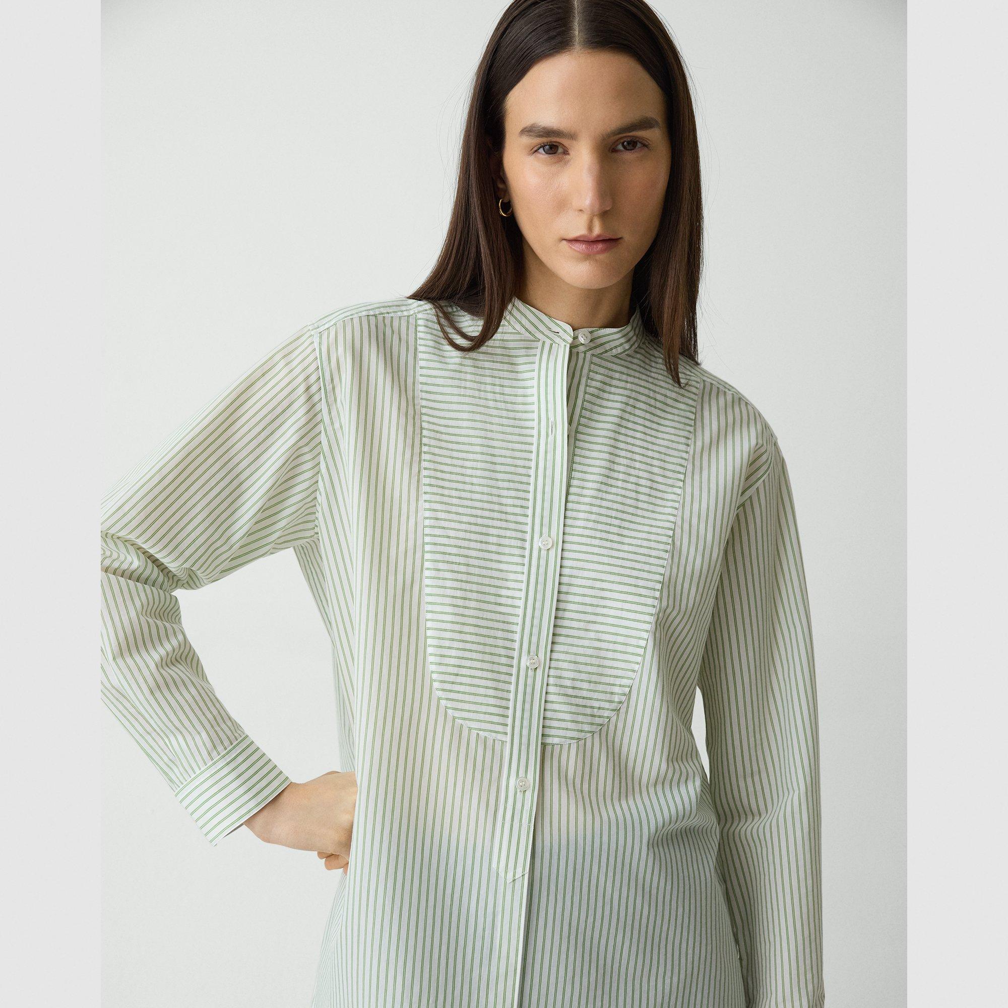 Chemise de costume en coton mélangé rayé