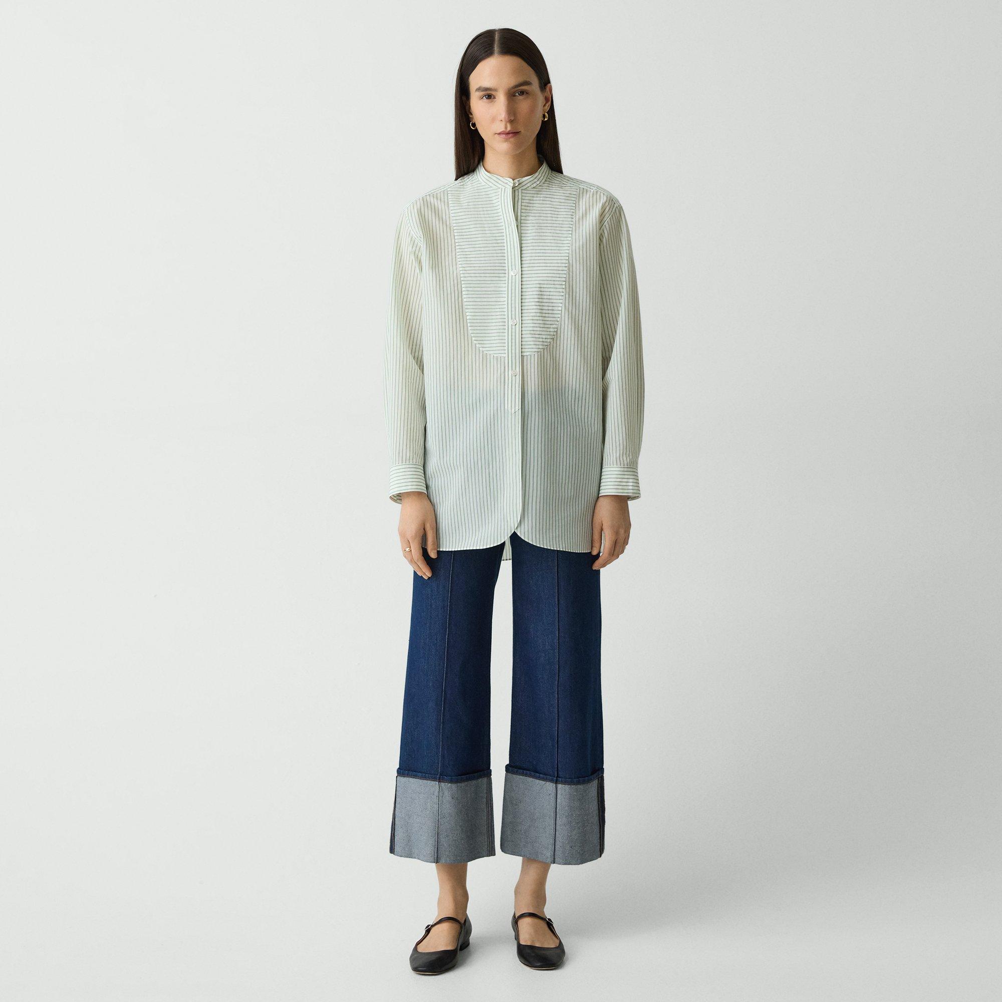 Chemise de costume en coton mélangé rayé