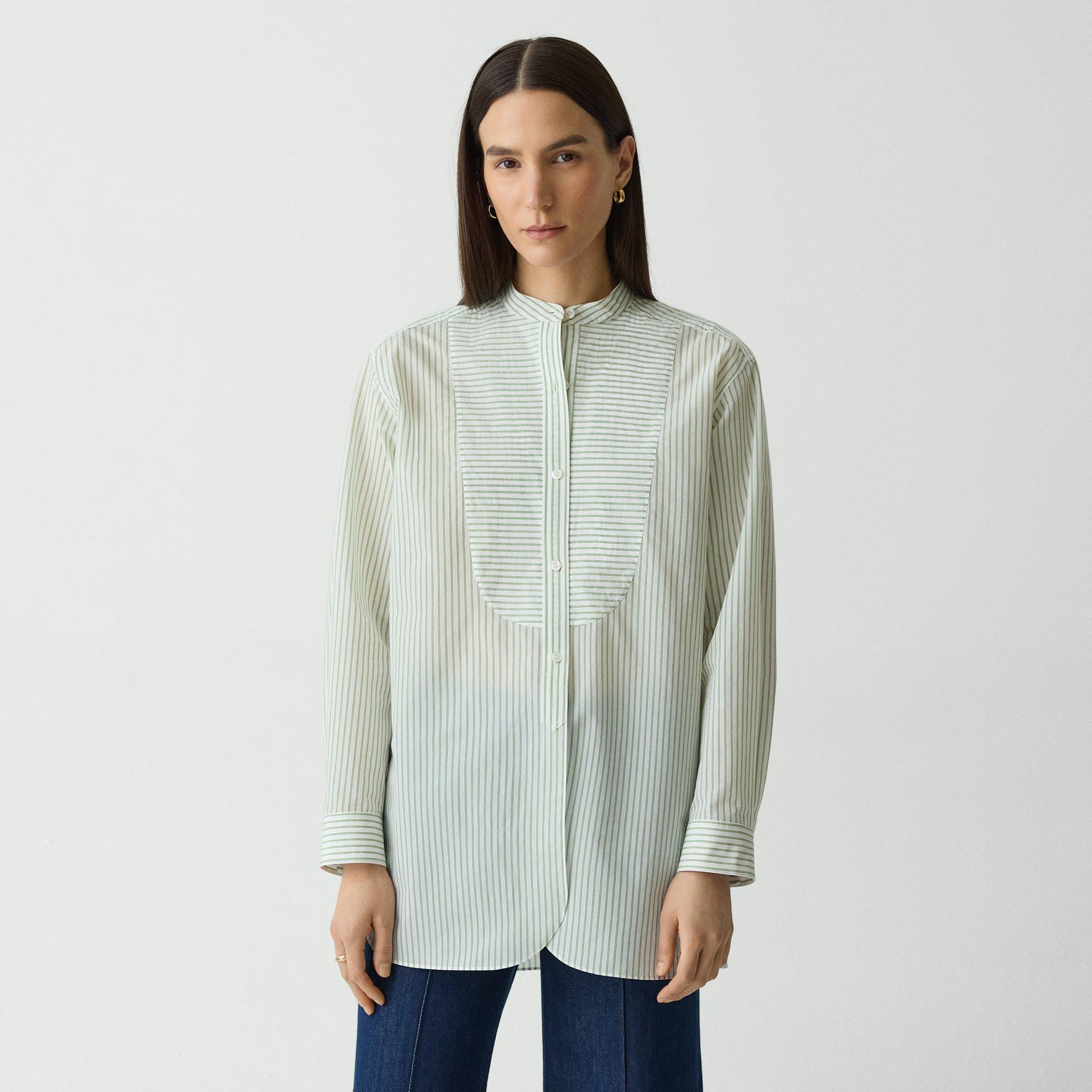 Chemise de costume en coton mélangé rayé