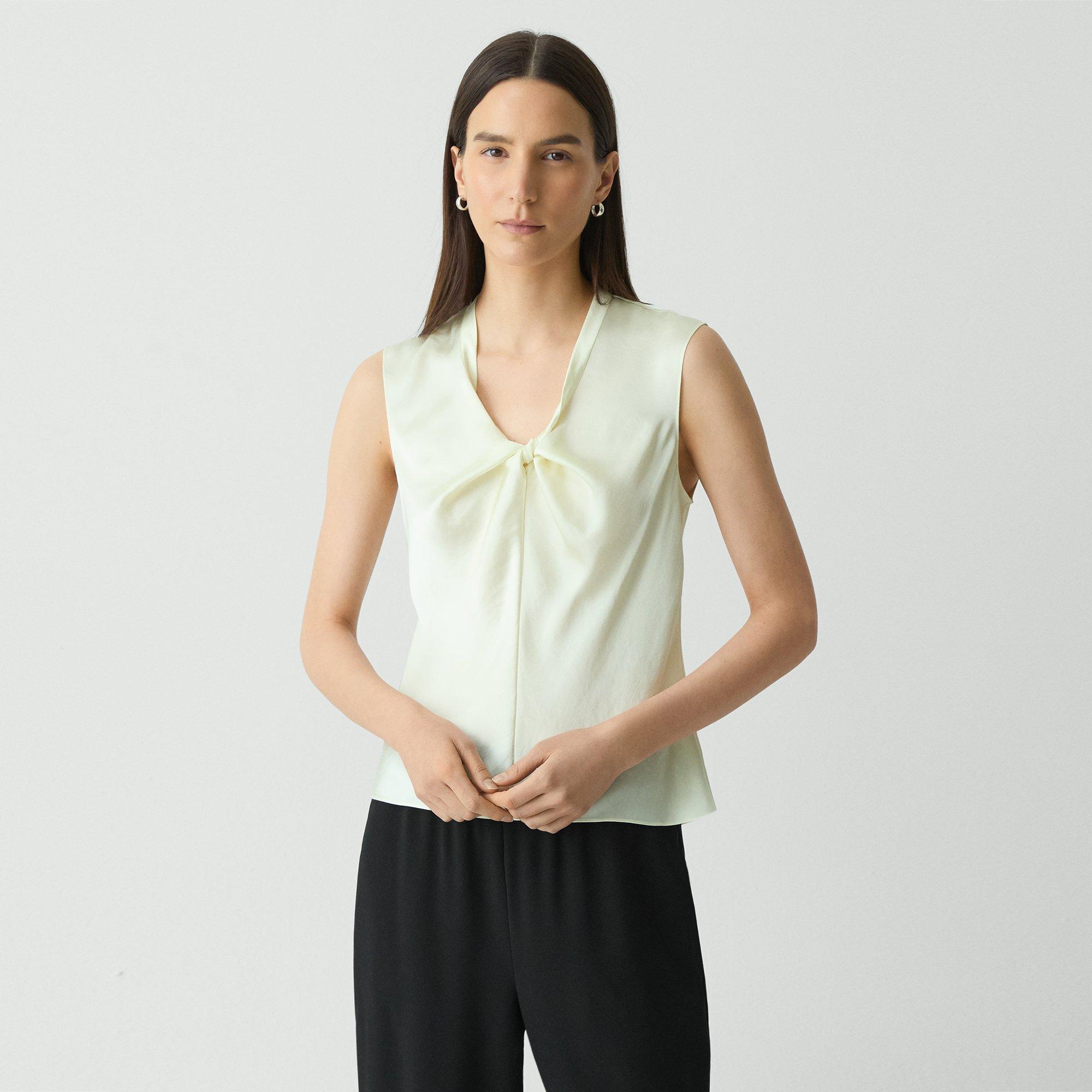 Twist Neck Blouse in Crushed Satin