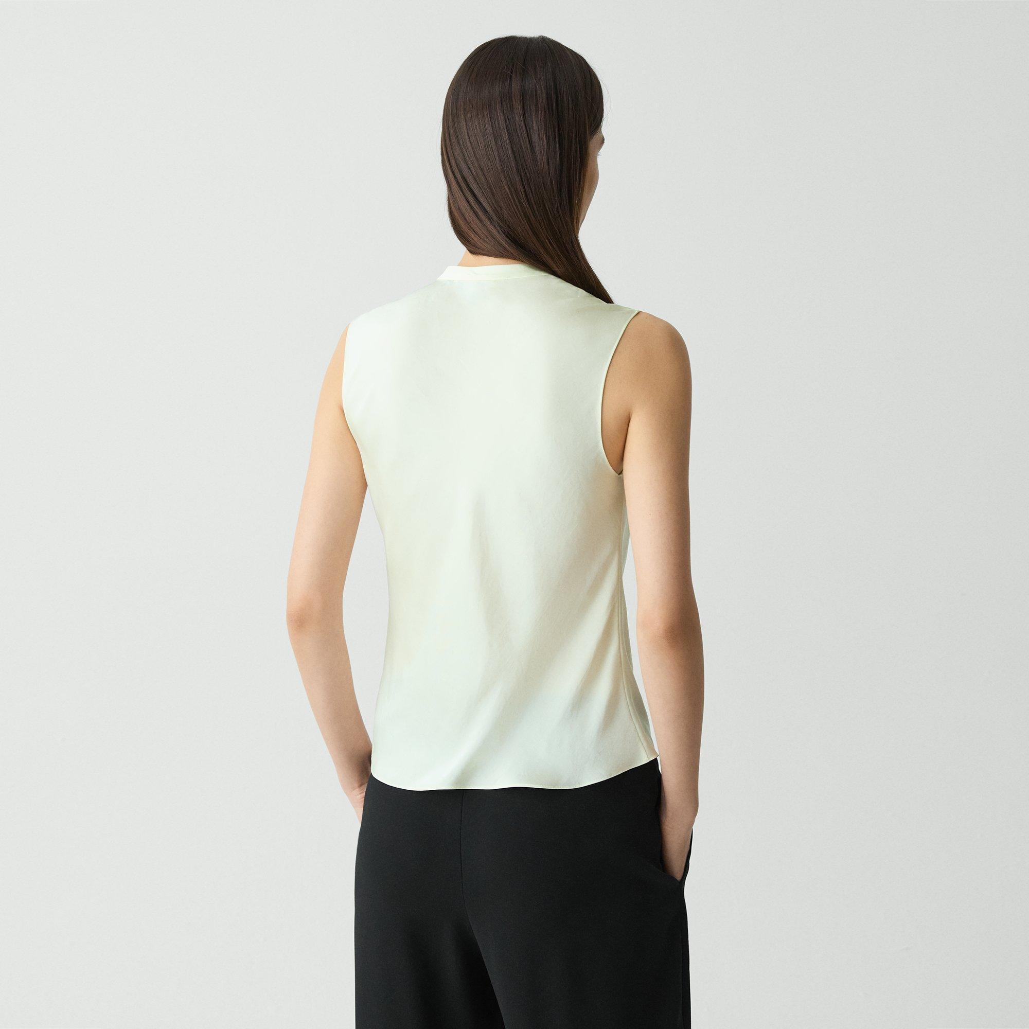 Twist Neck Blouse in Crushed Satin