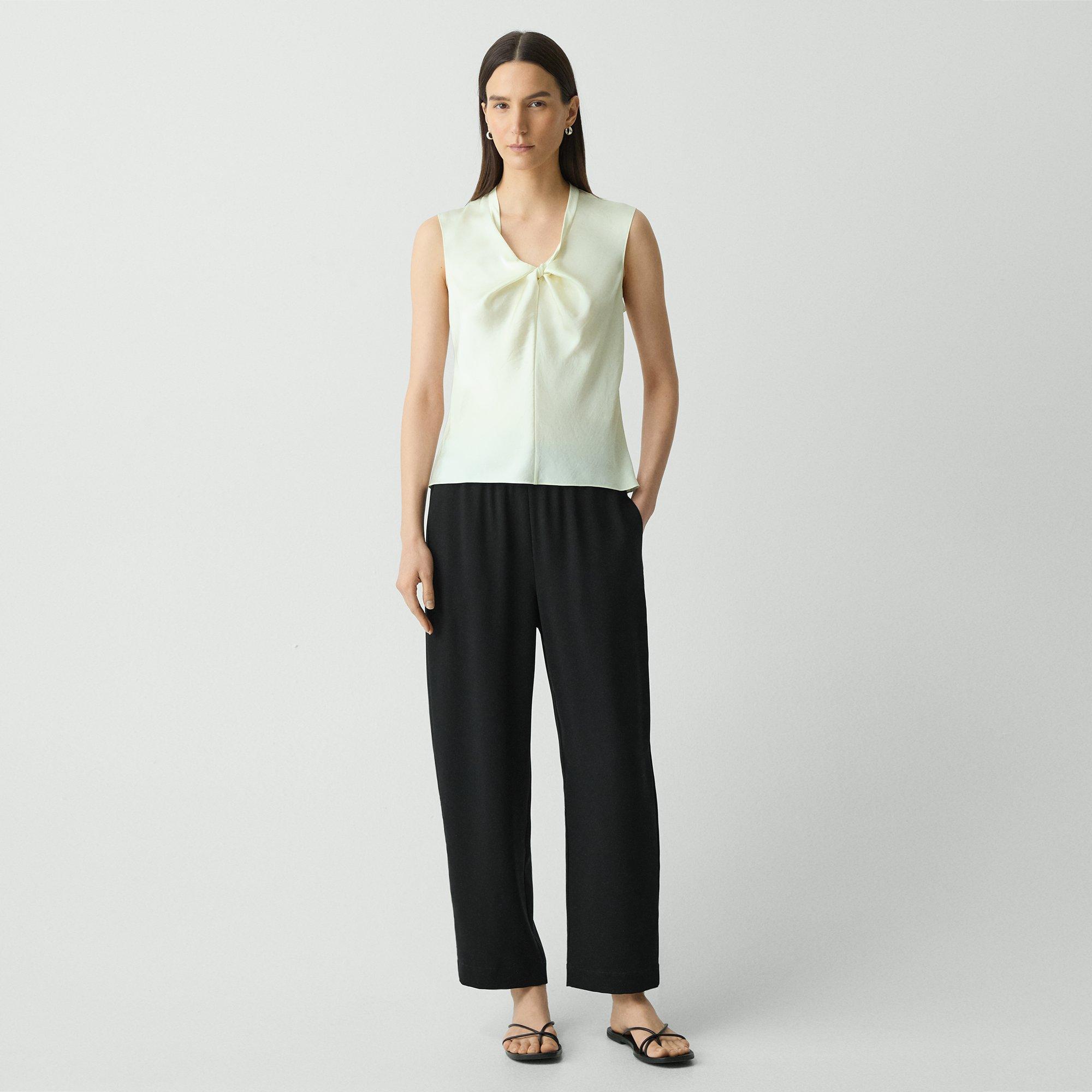 Twist Neck Blouse in Crushed Satin