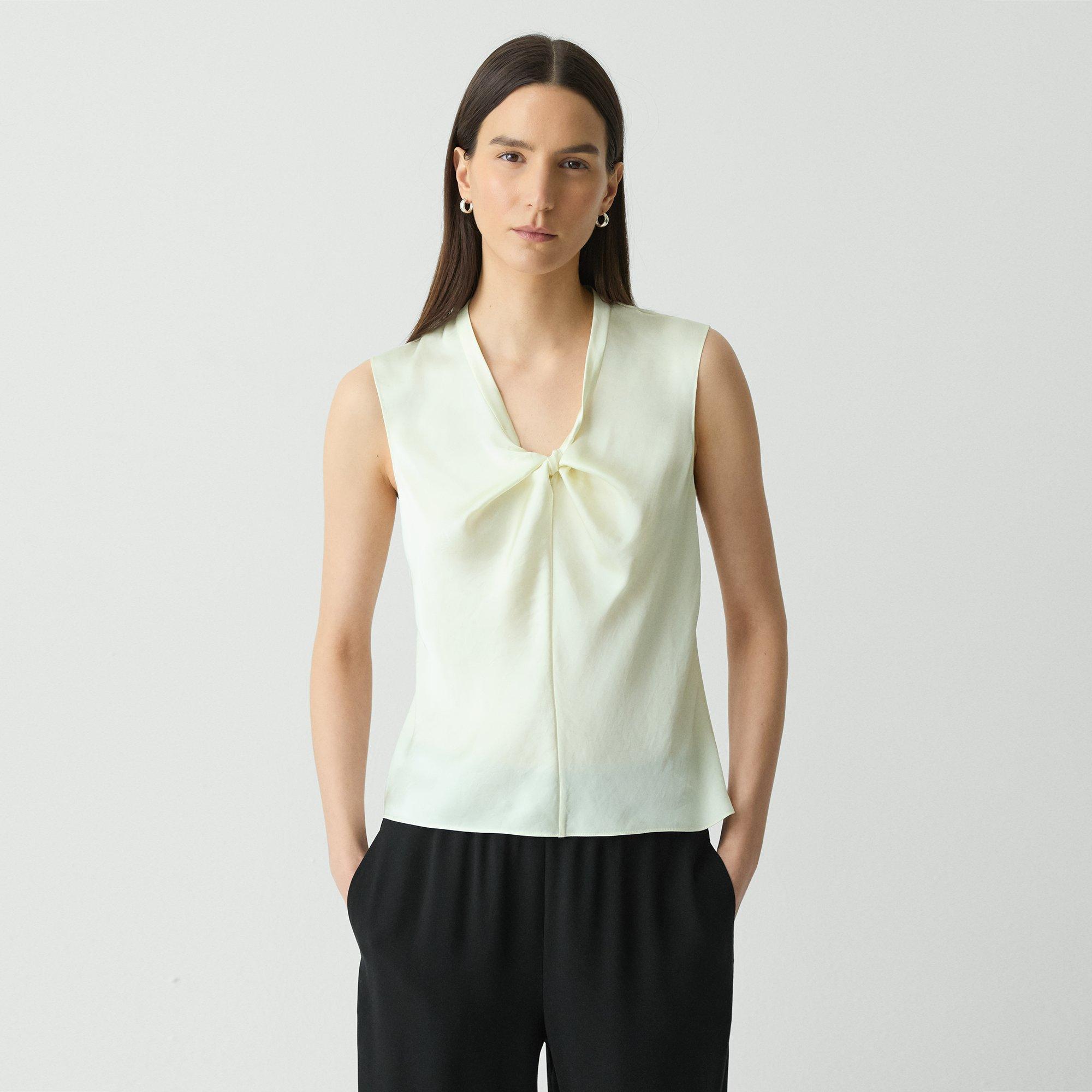 Twist Neck Blouse in Crushed Satin