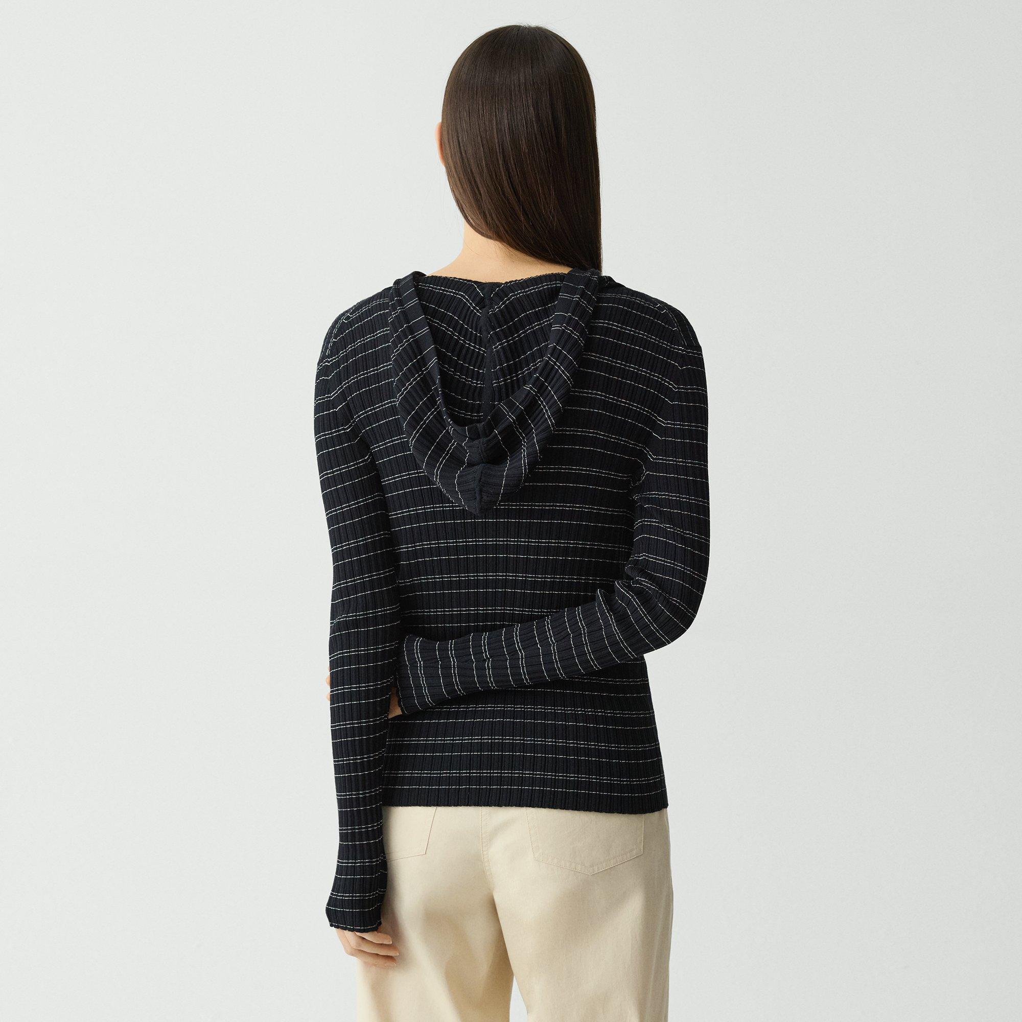 Striped Hoodie in Cotton-Blend