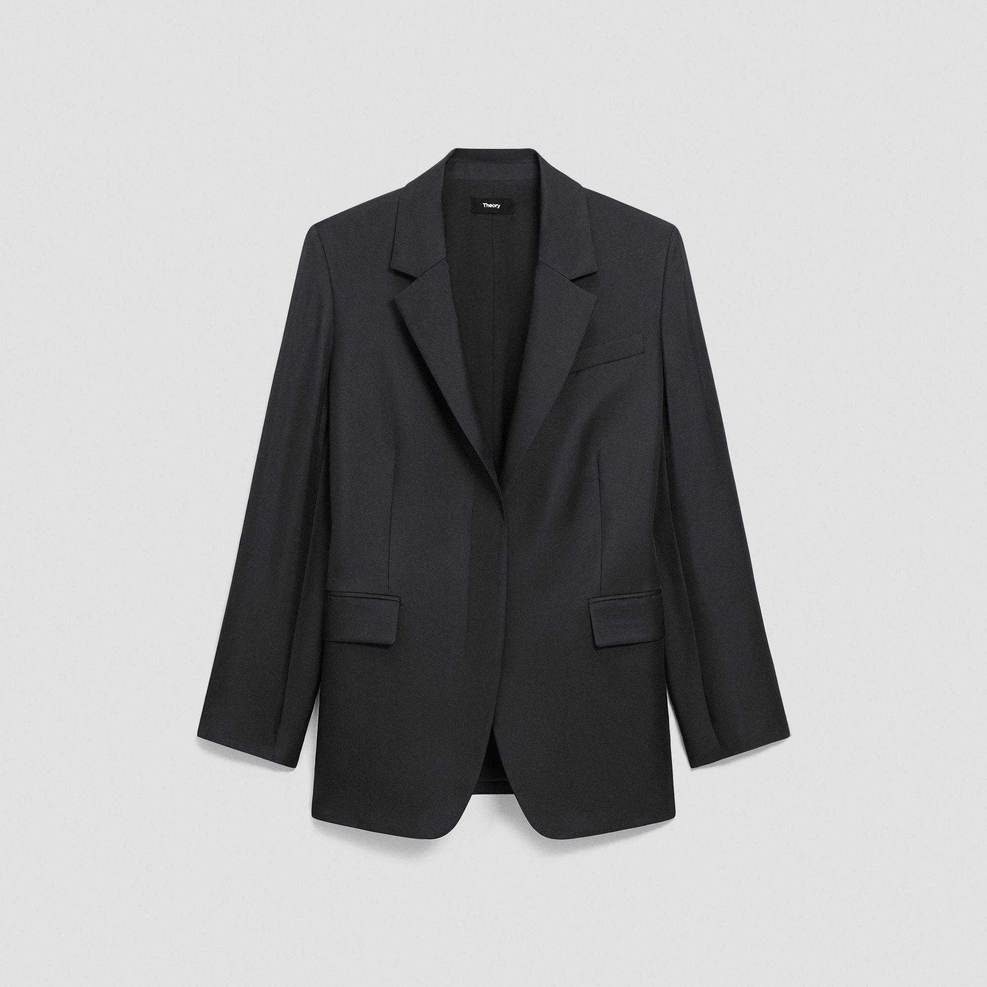 Oversized Cinch Waist Blazer in Mod Silk Twill