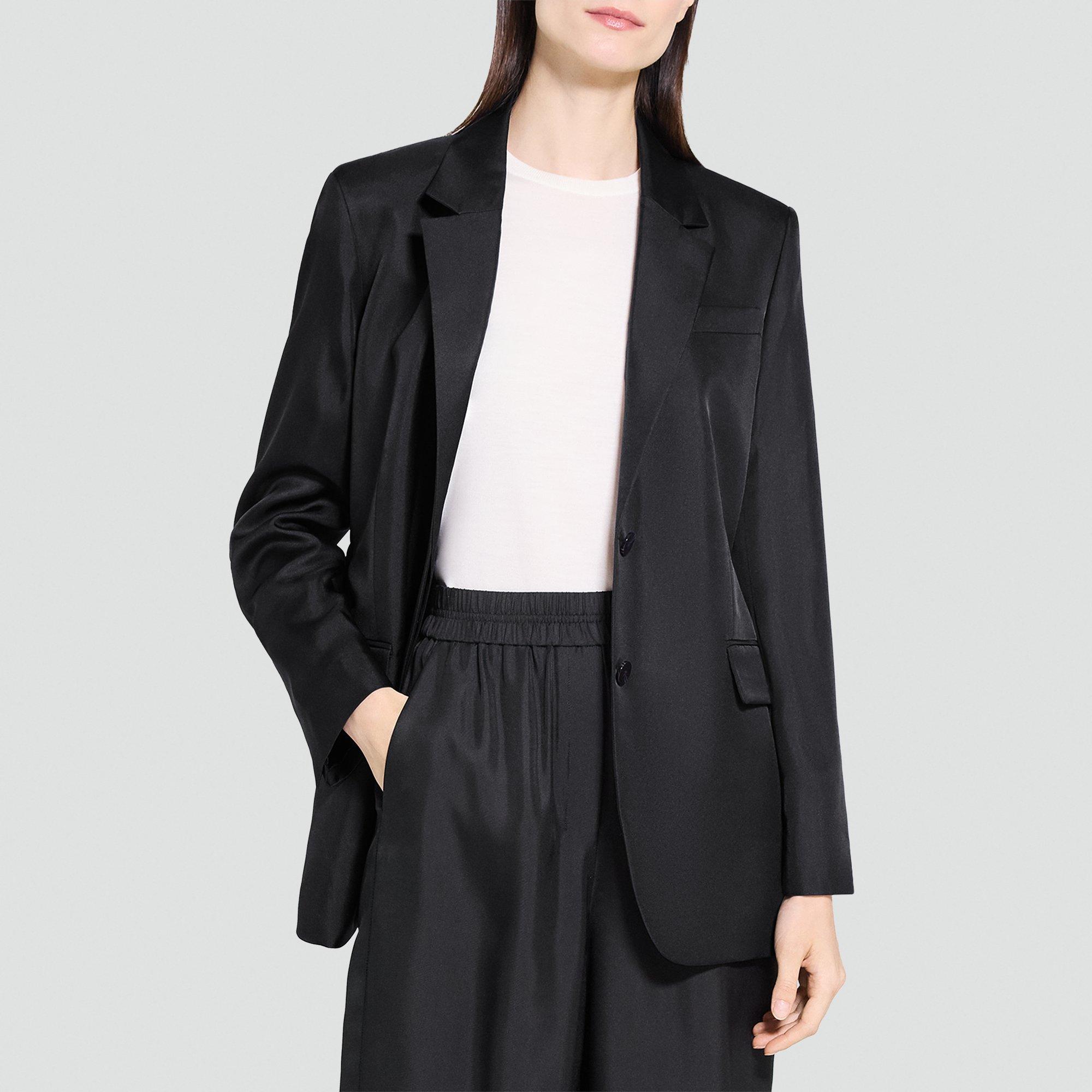 Oversized Cinch Waist Blazer in Mod Silk Twill