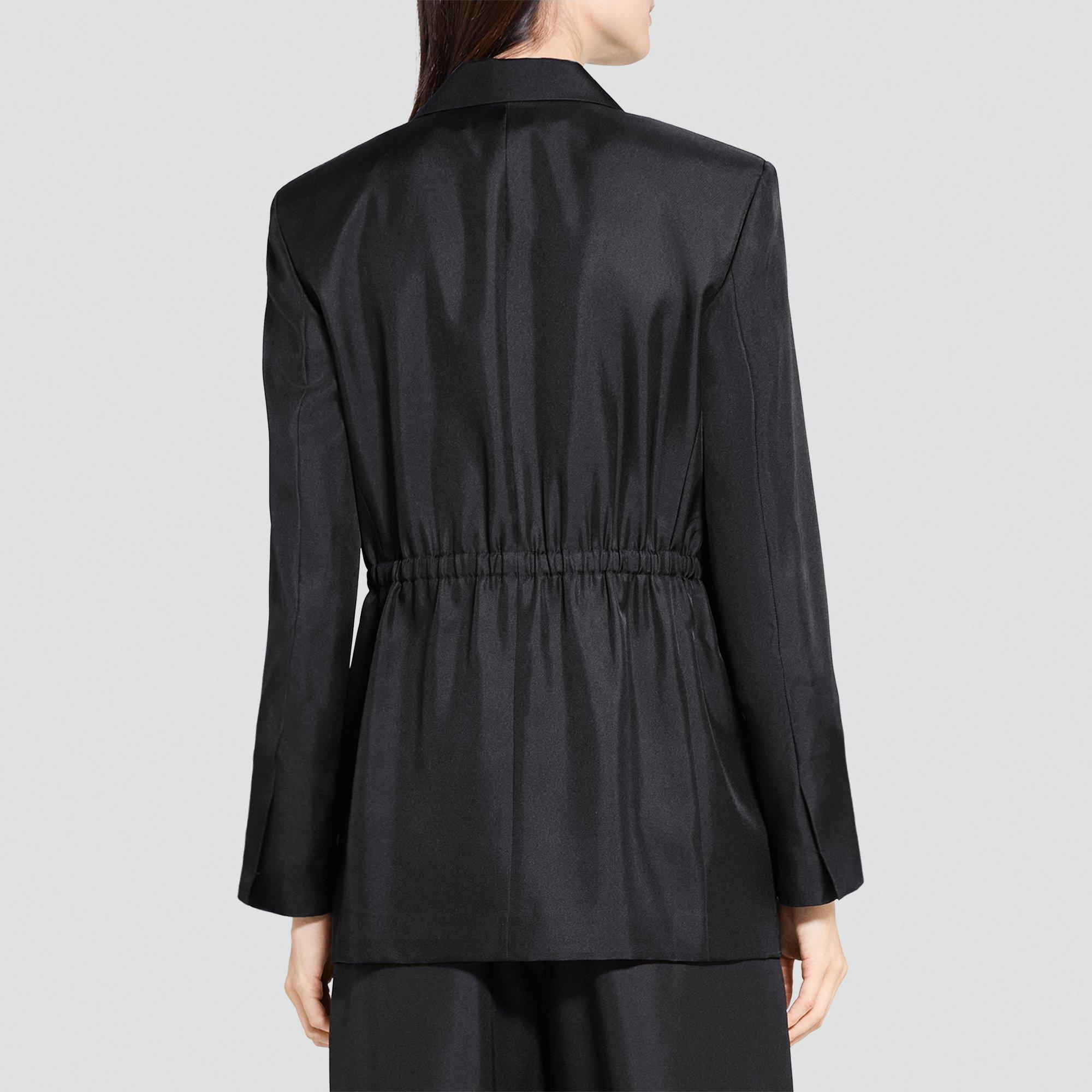 Oversized Cinch Waist Blazer in Mod Silk Twill