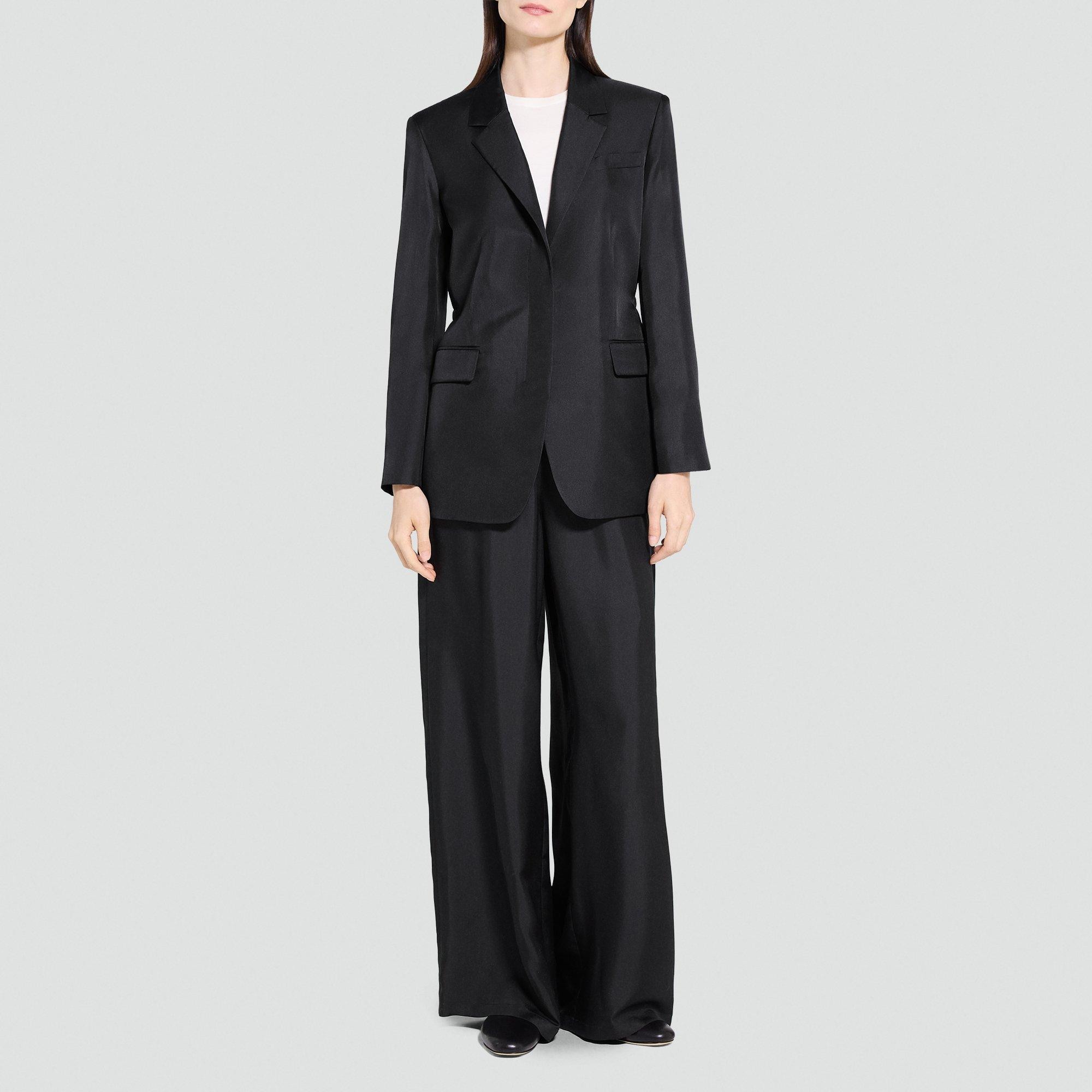 Oversized Cinch Waist Blazer in Mod Silk Twill