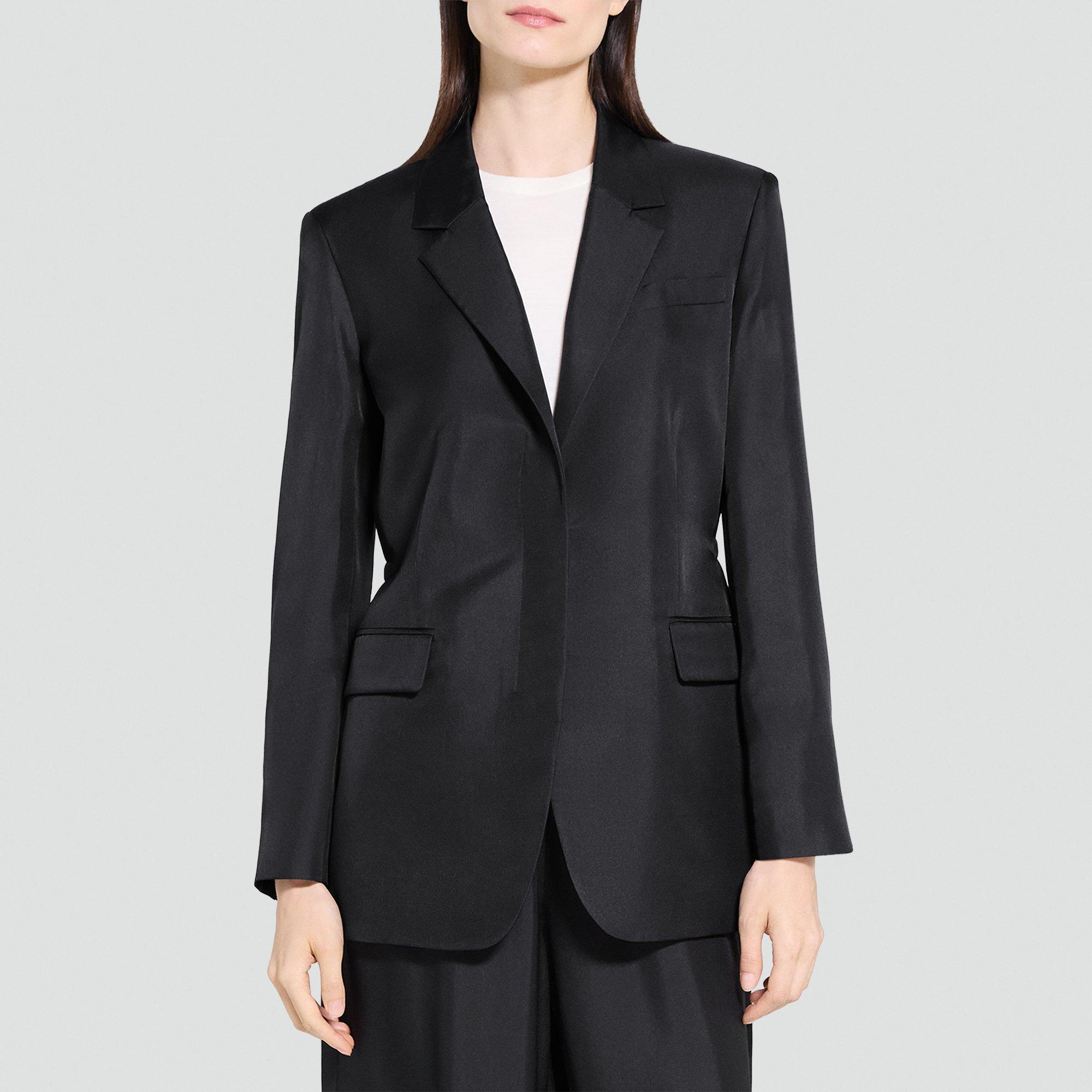 Oversized Cinch Waist Blazer in Mod Silk Twill