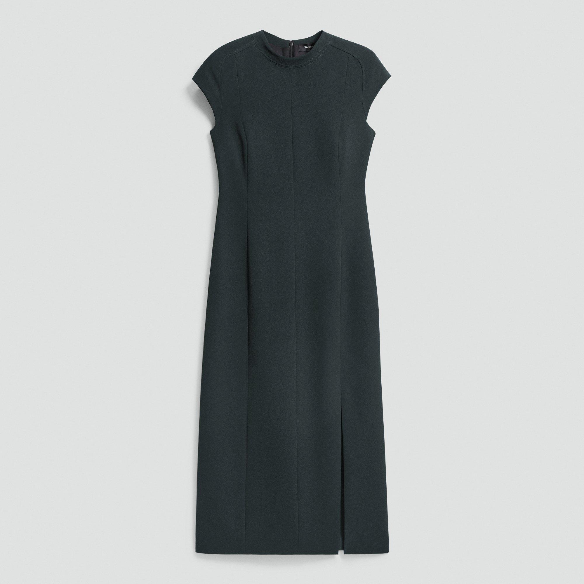 Short-Sleeve Midi Dress in Admiral Crepe