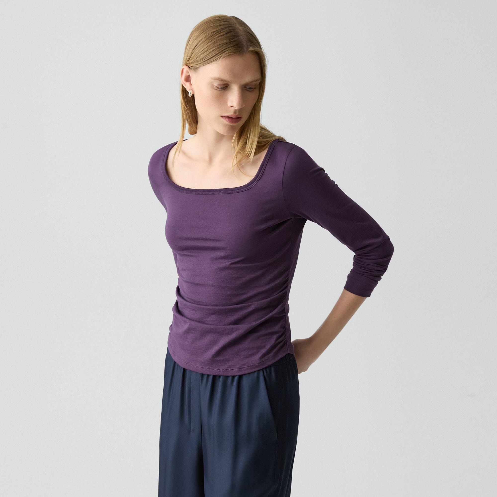 Square Neck Long-Sleeve Tee in Organic Cotton