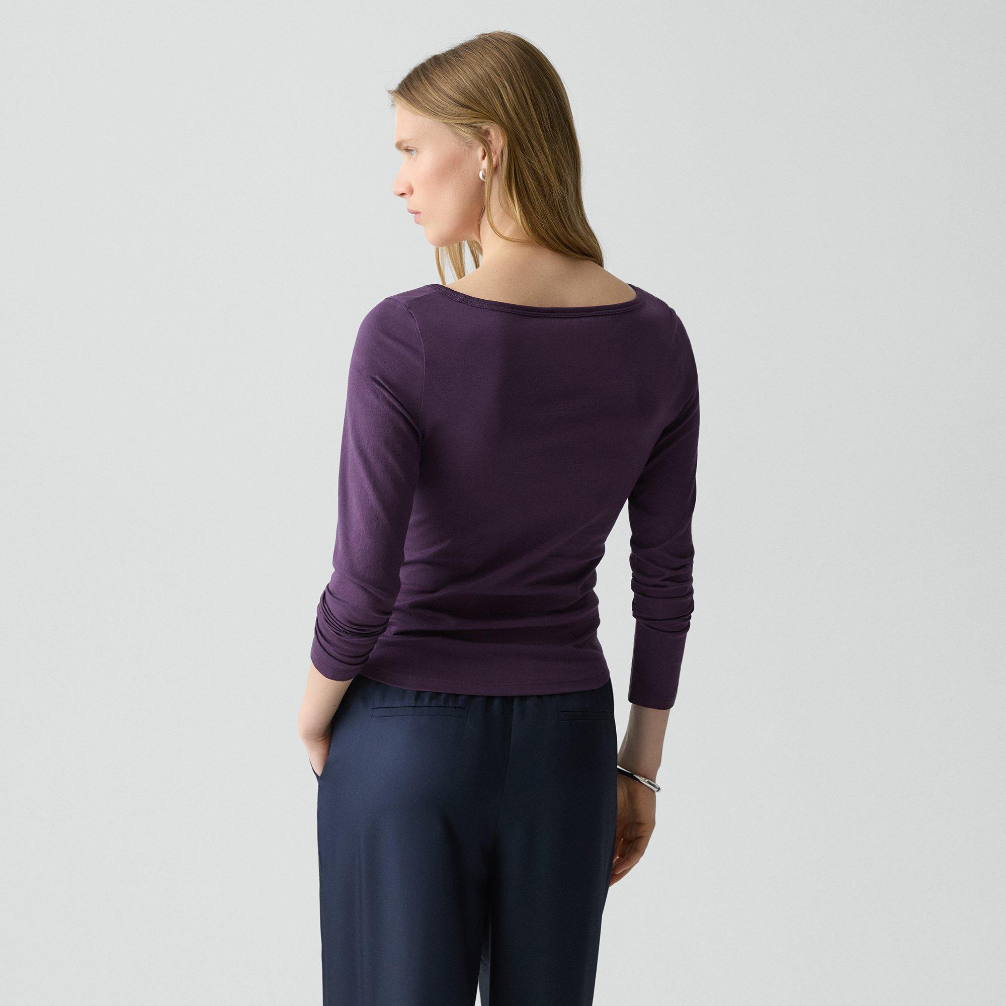 Square Neck Long-Sleeve Tee in Organic Cotton