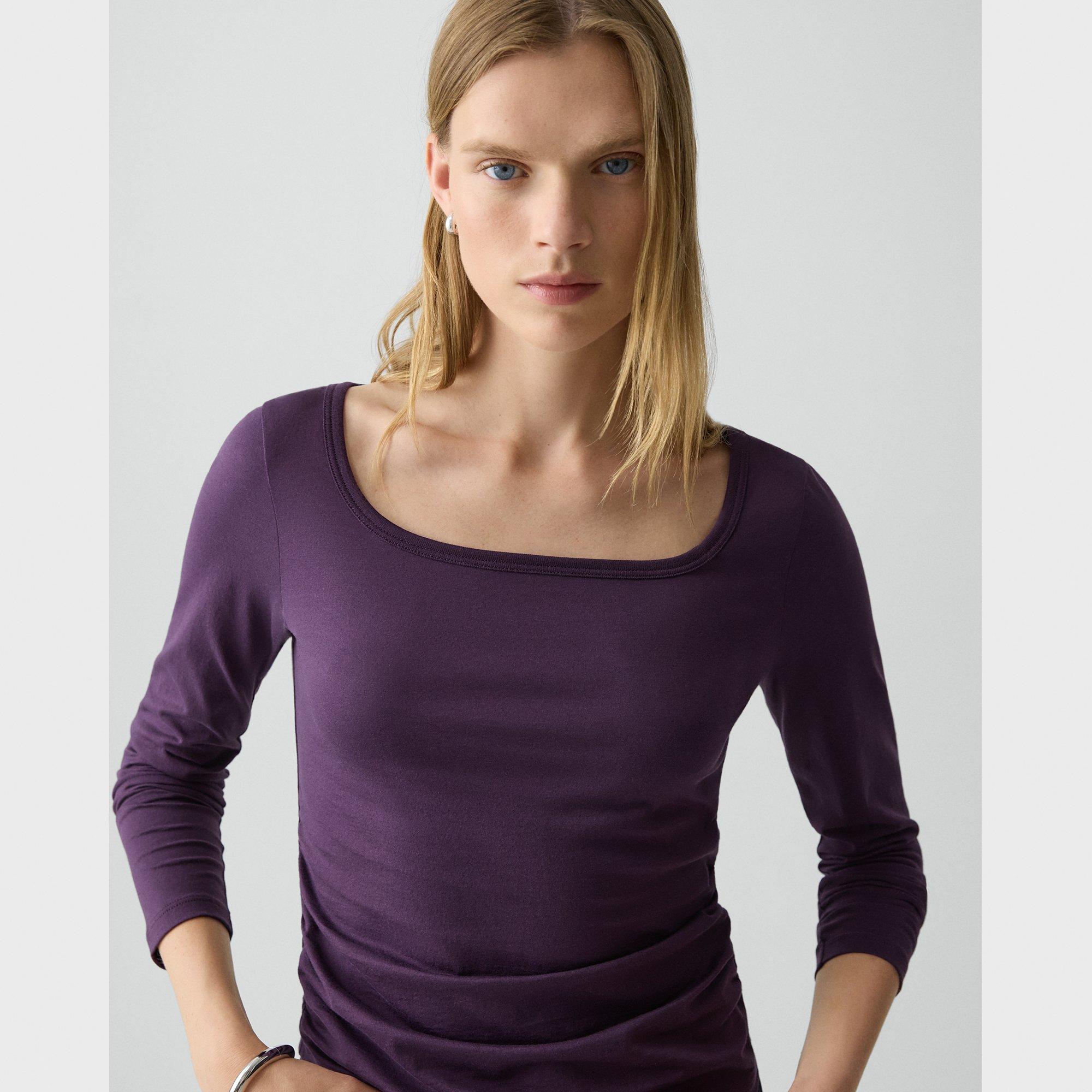 Square Neck Long-Sleeve Tee in Organic Cotton