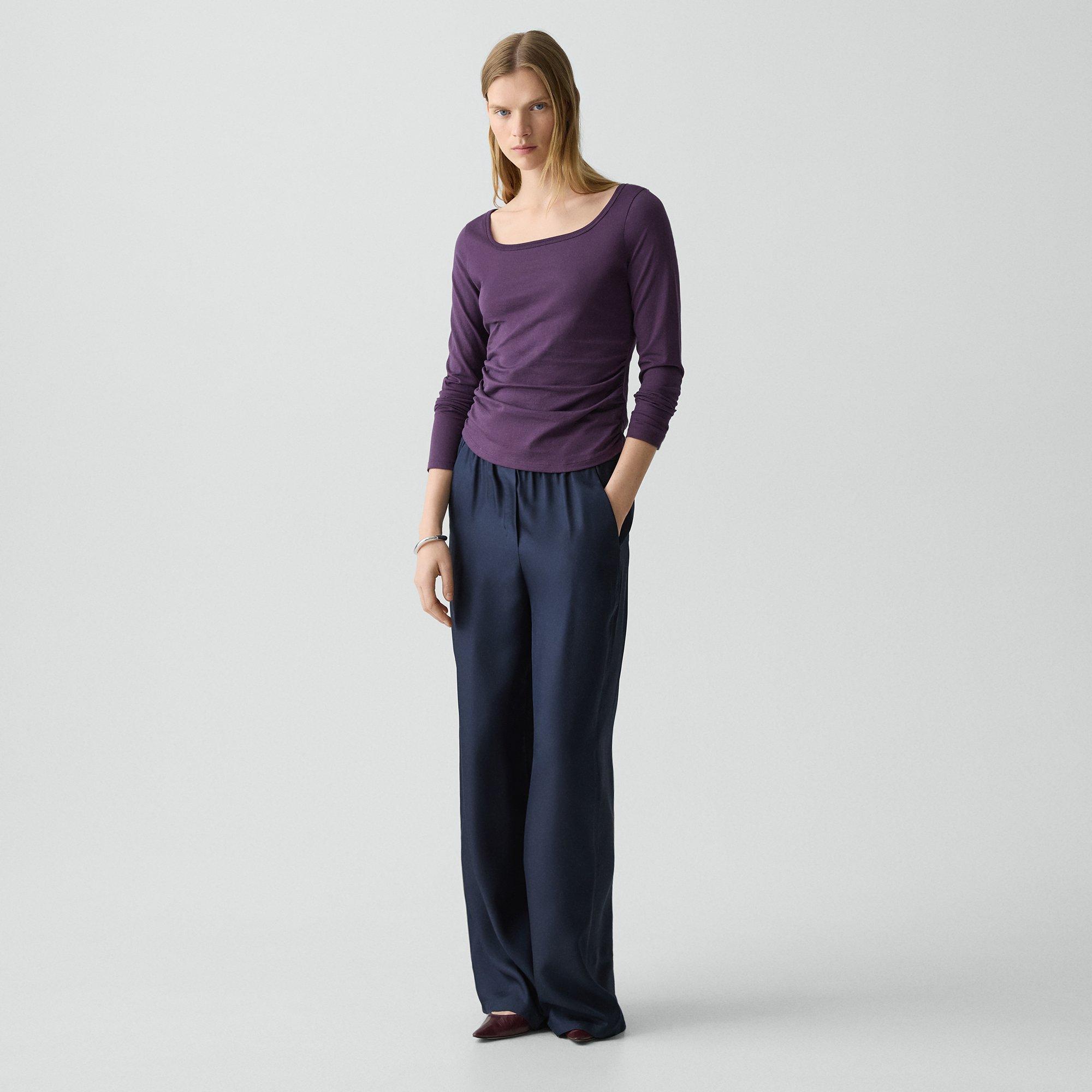 Square Neck Long-Sleeve Tee in Organic Cotton