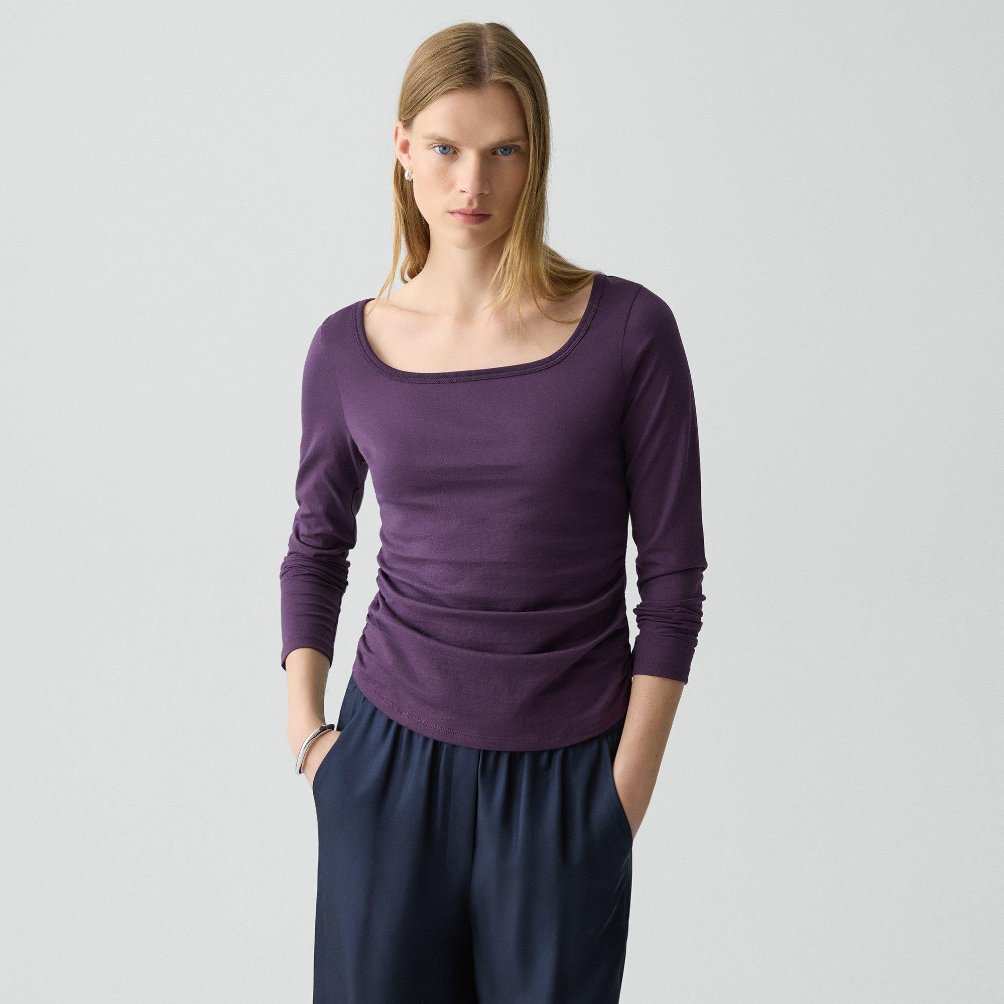 Square Neck Long-Sleeve Tee in Organic Cotton