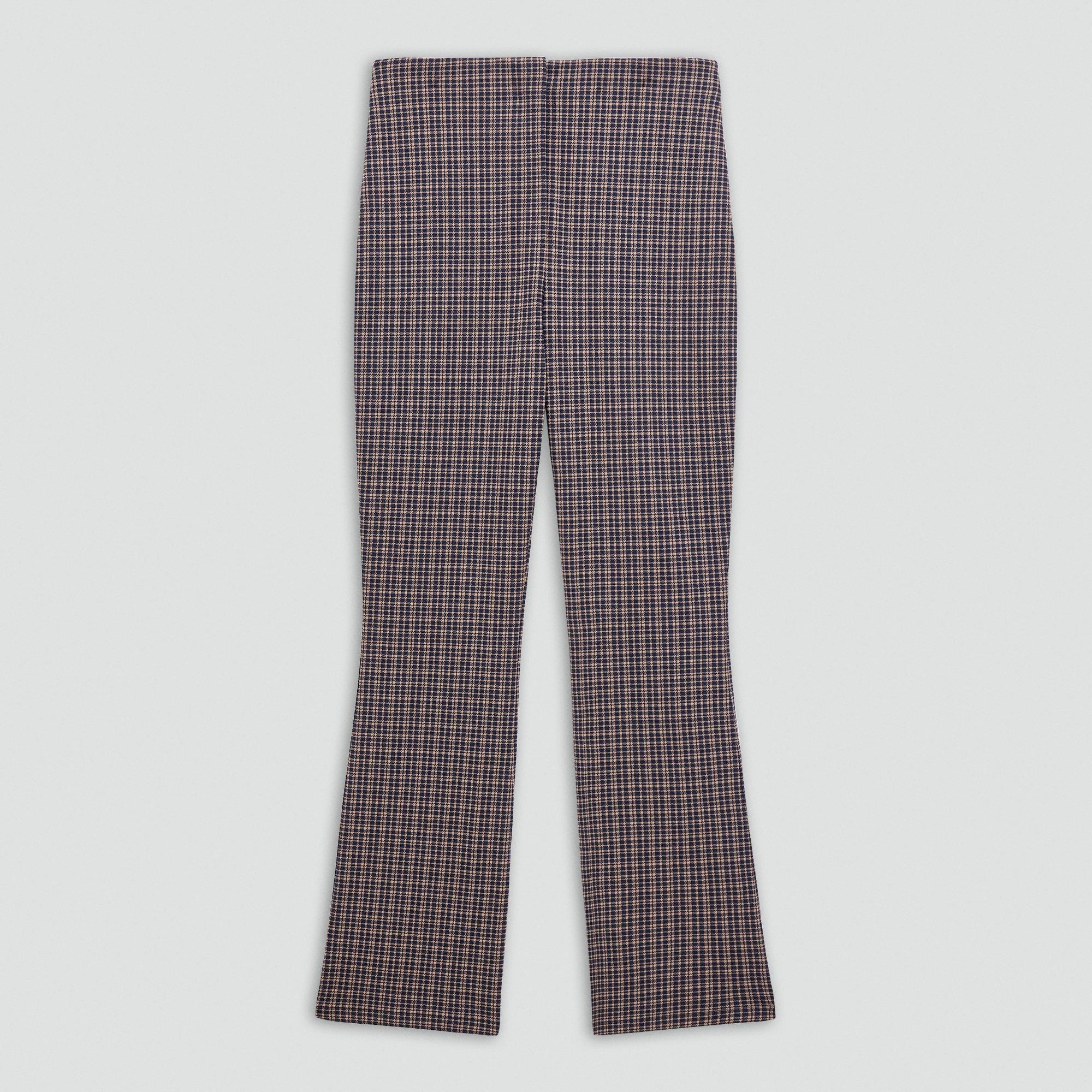 High-Waisted Kick Pant in Plaid Knit