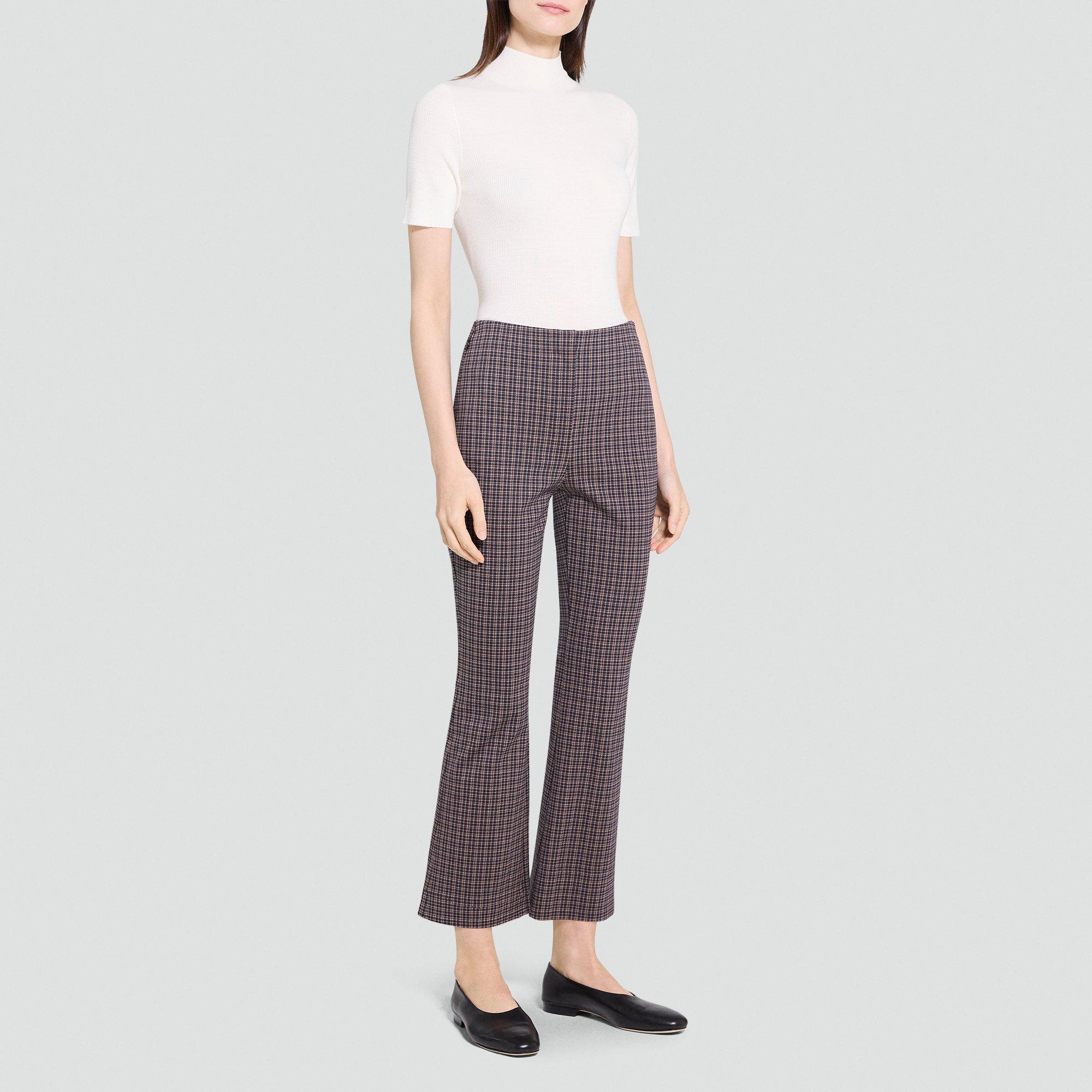 High-Waisted Kick Pant in Plaid Knit