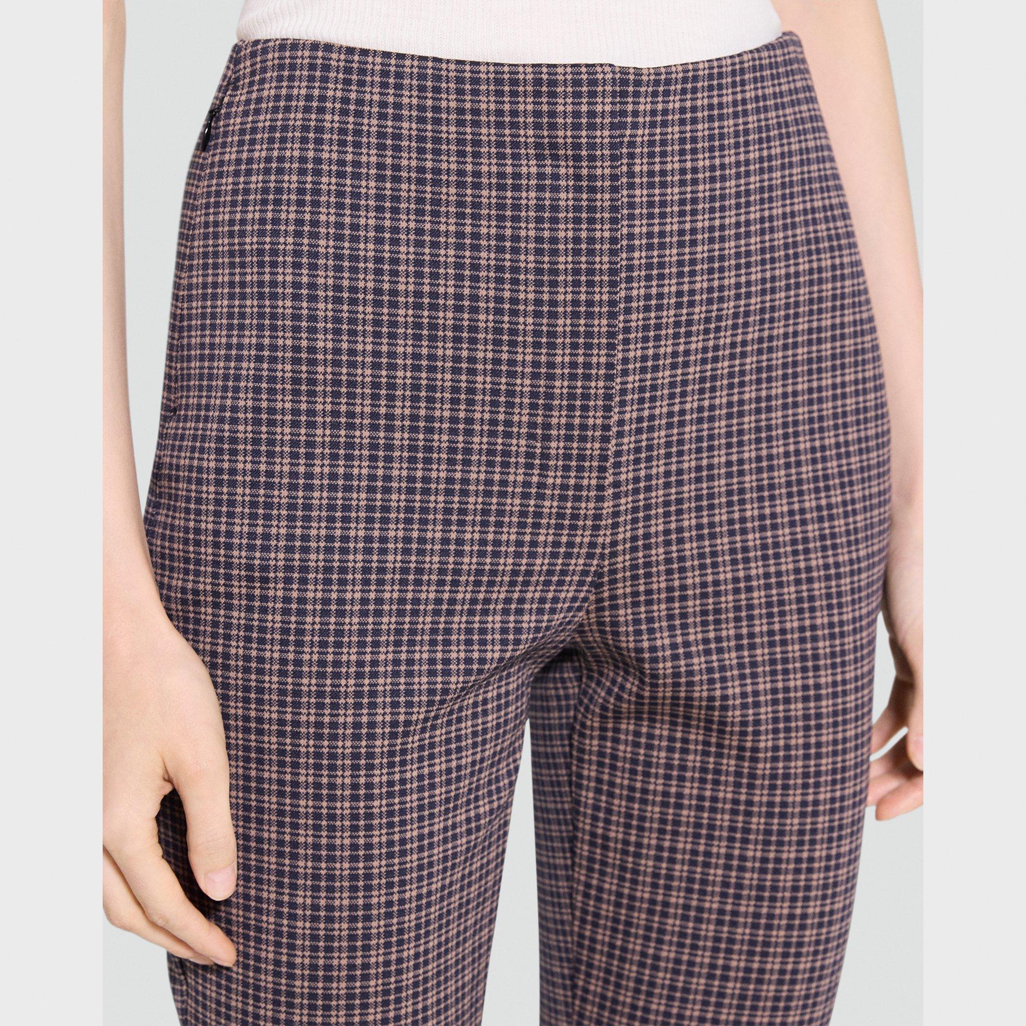 High-Waisted Kick Pant in Plaid Knit