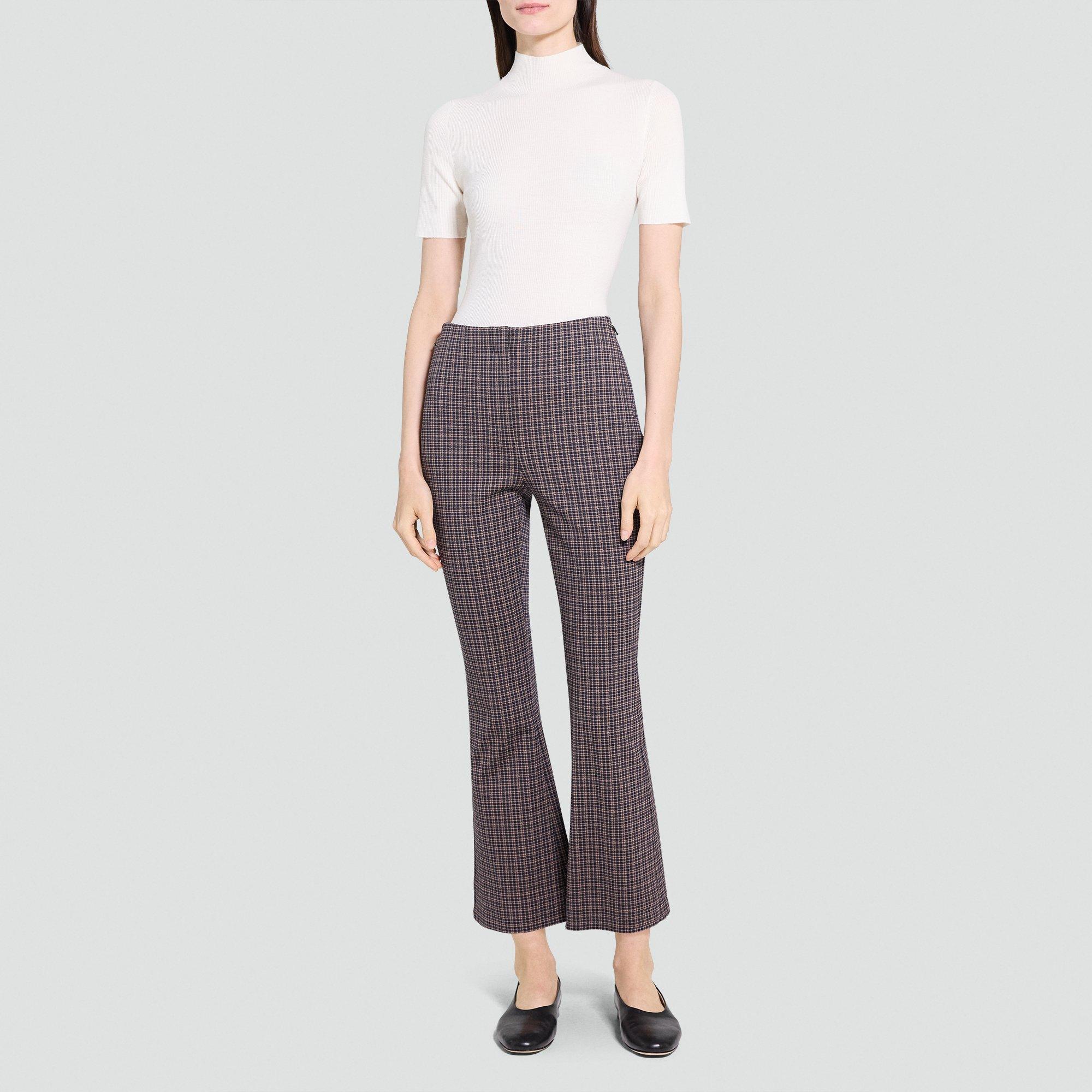 High-Waisted Kick Pant in Plaid Knit