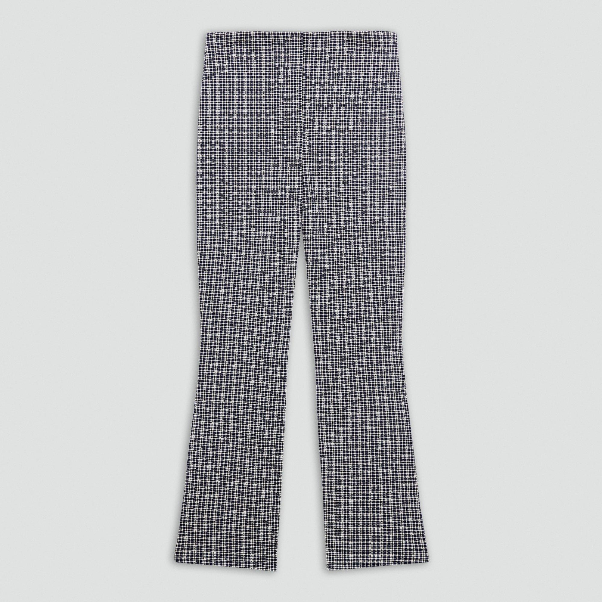High-Waisted Kick Pant in Plaid Knit