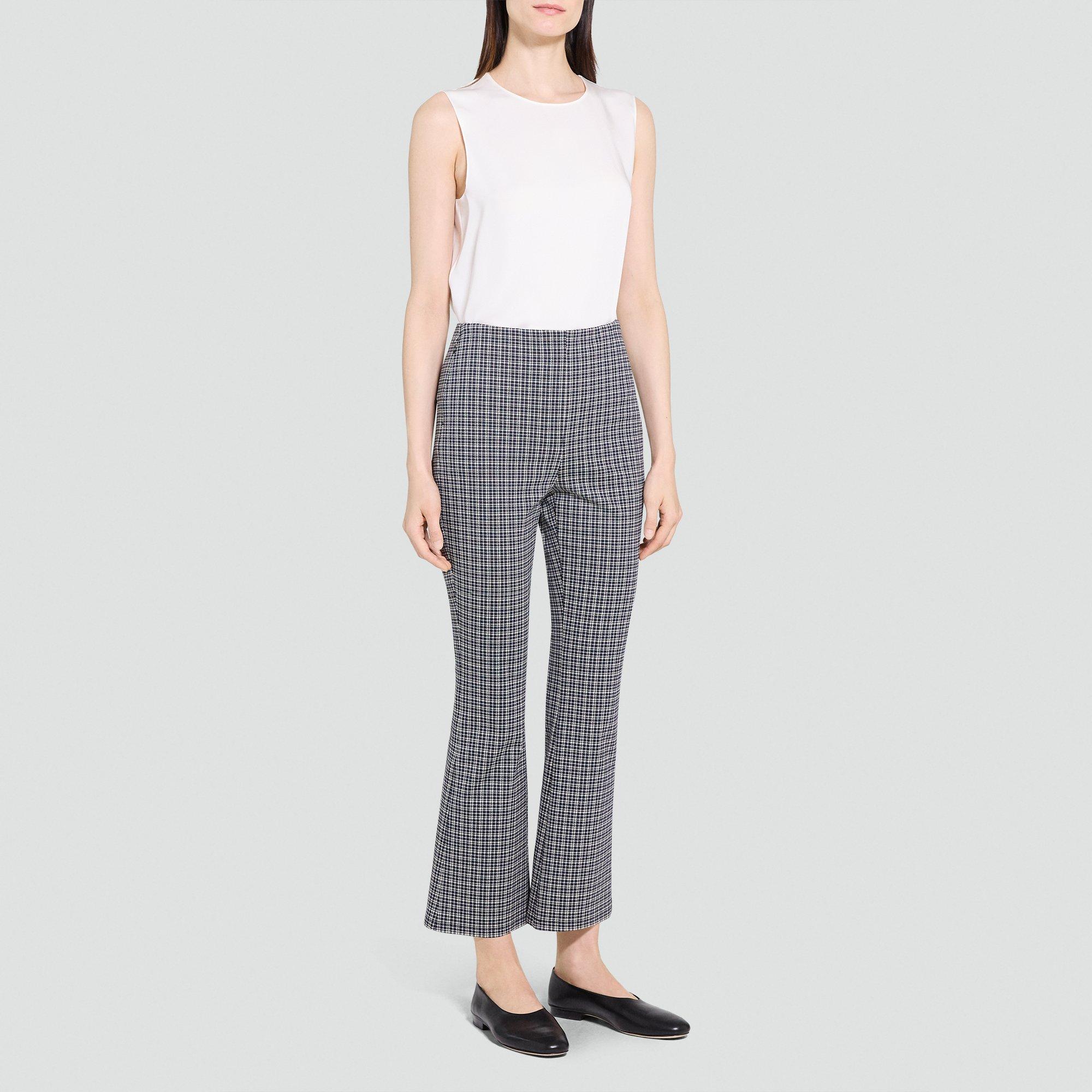 High-Waisted Kick Pant in Plaid Knit