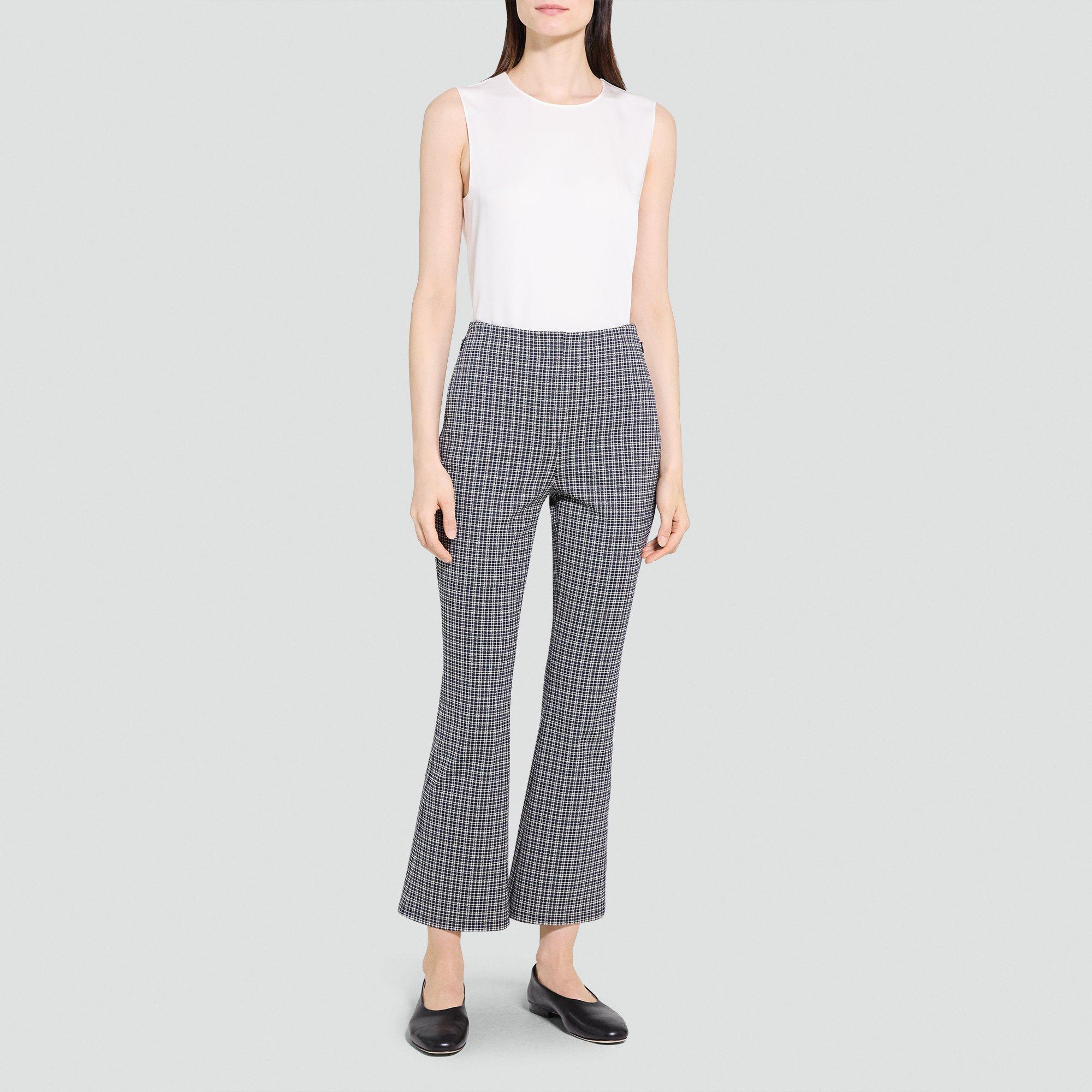High-Waisted Kick Pant in Plaid Knit
