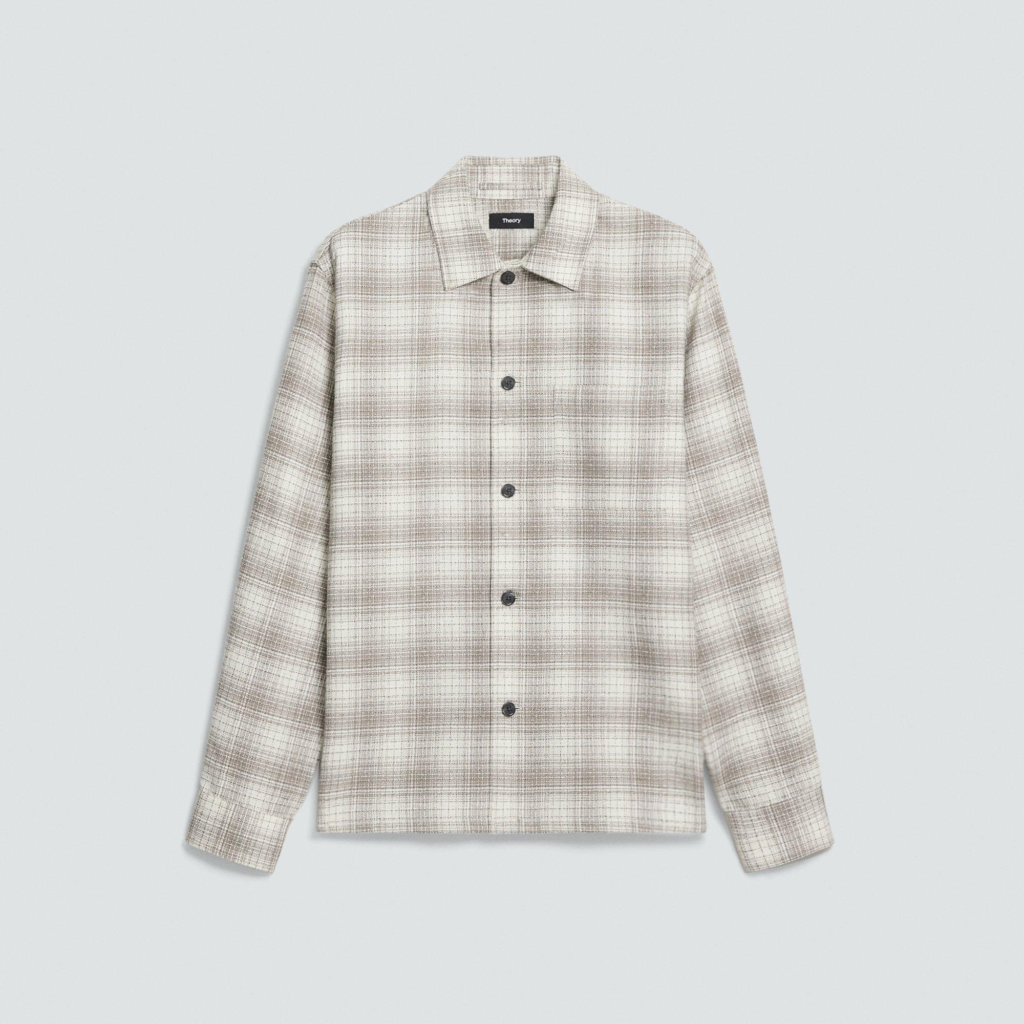 Textured Check Button-Up Shirt | Theory