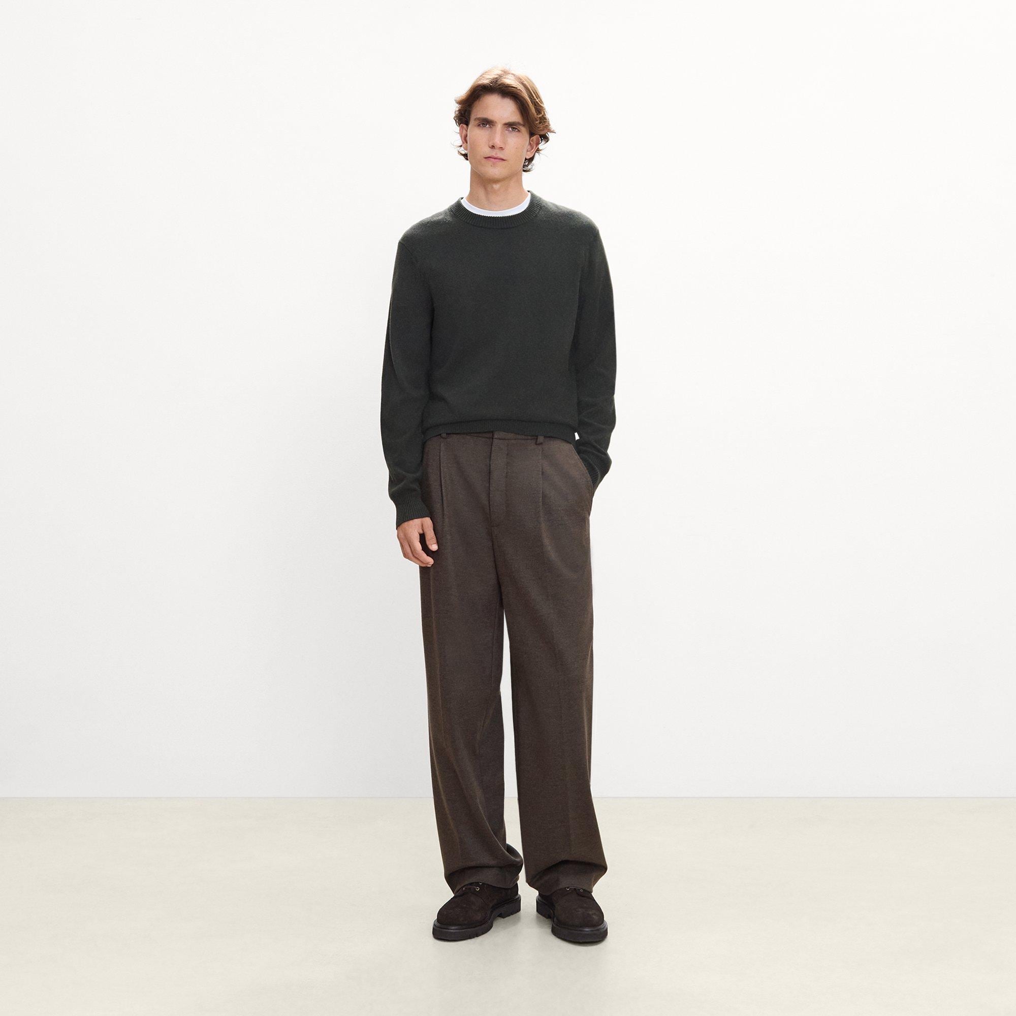 Relaxed Pleat Pant in Wool-Blend Knit