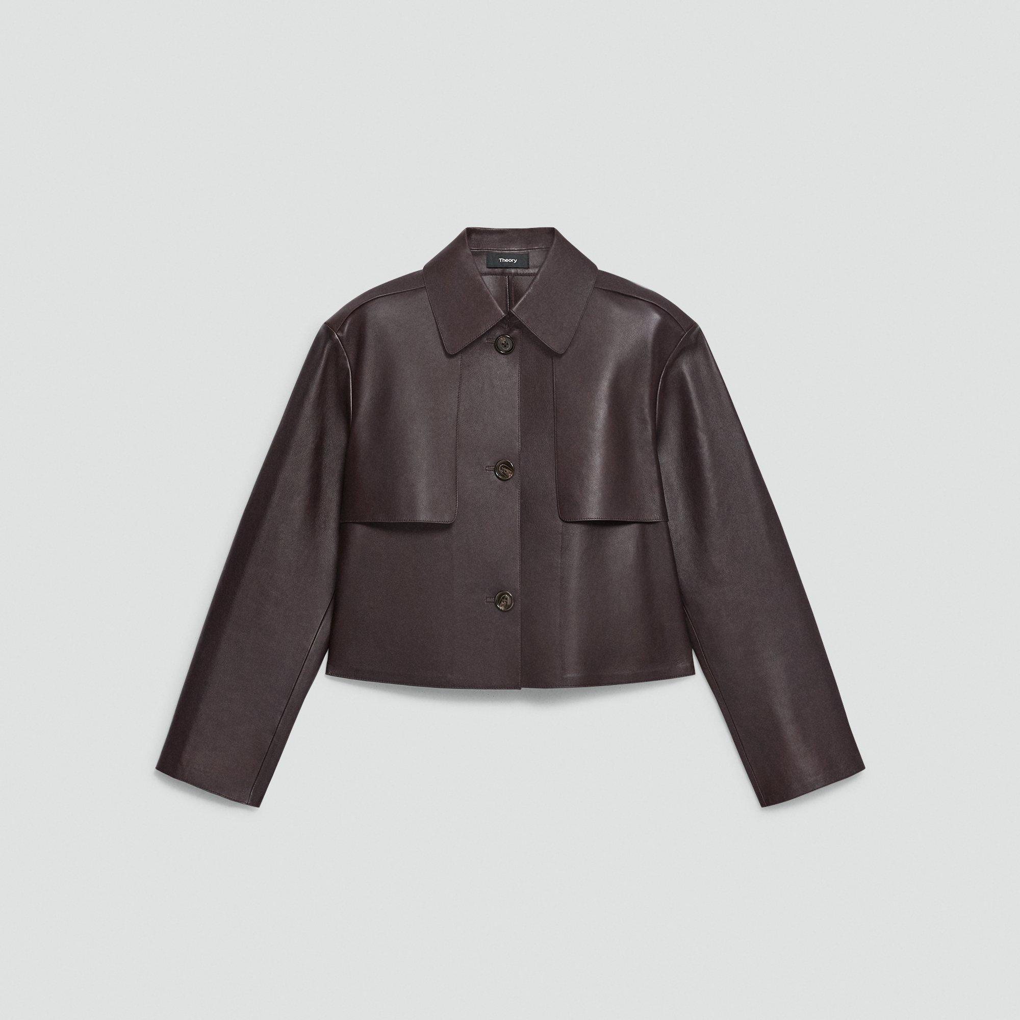 Sleek Leather Cropped Trench | Theory