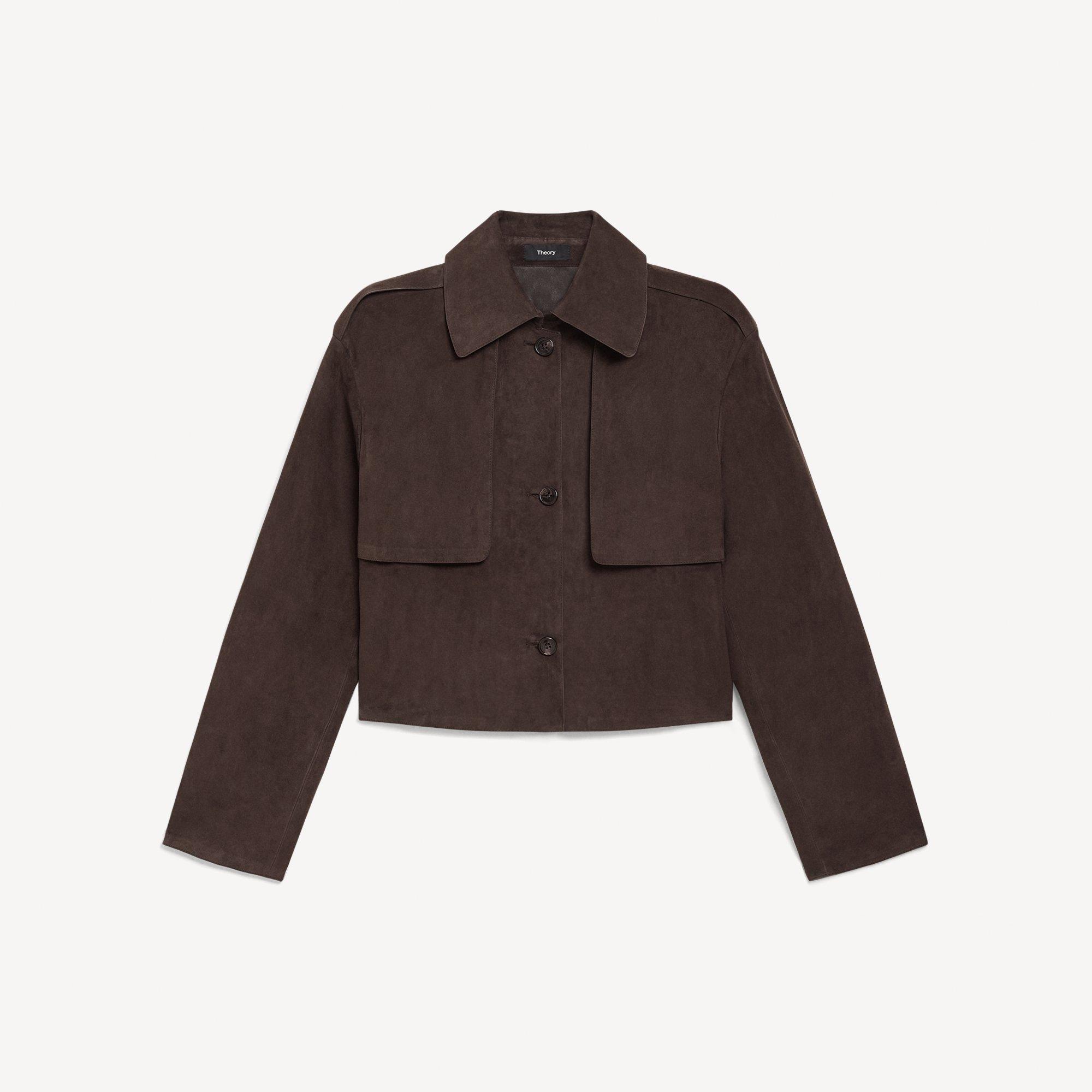 Cropped Trench Coat in Suede