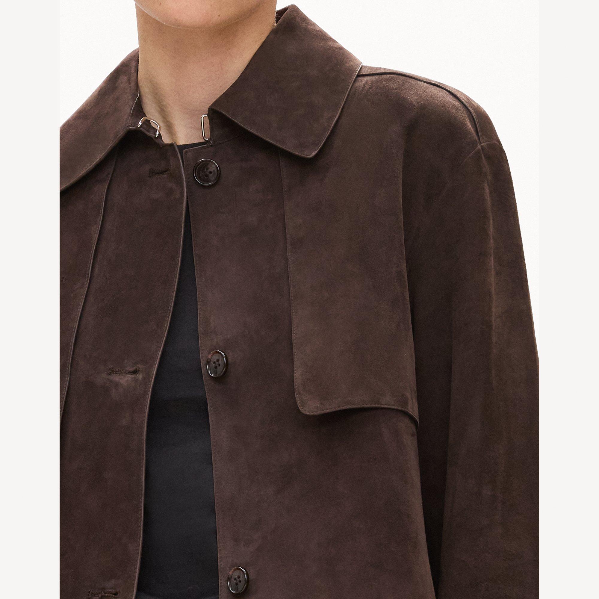 Cropped Trench Coat in Suede